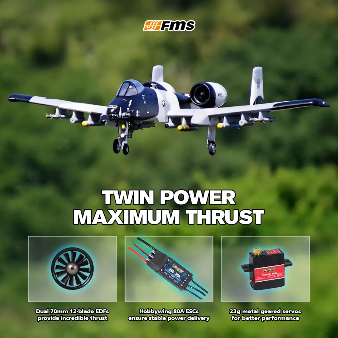 FMS 70mm Twin A‑10 Thunderbolt II V2 EDF Jet PNP-FMS113P