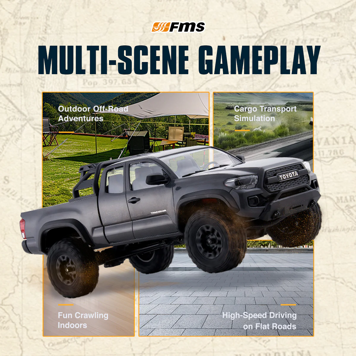 FMS 1:24 FCX24M Toyota Tacoma RTR RC Crawlers-FMS12451RTRRD