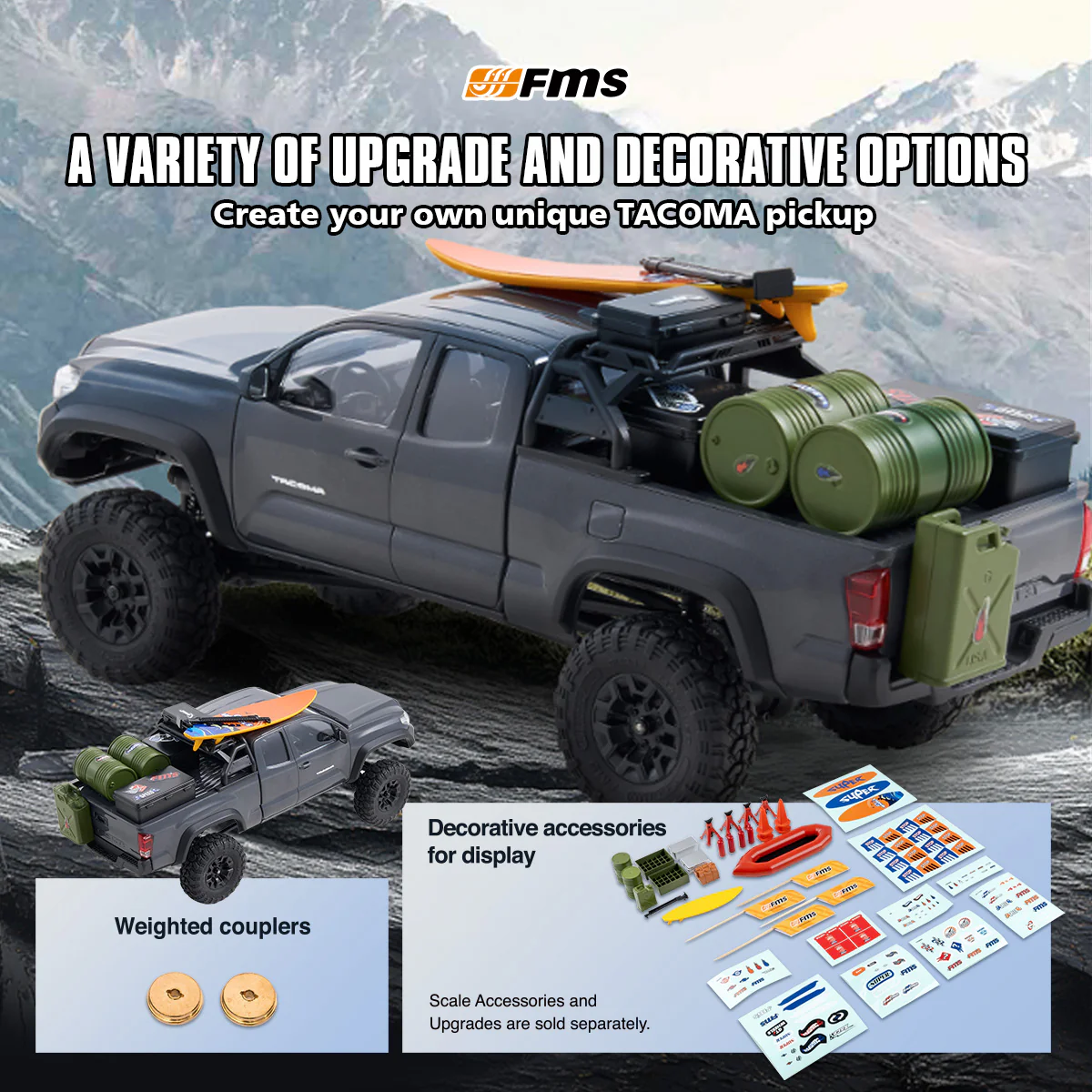 FMS 1:24 FCX24M Toyota Tacoma RTR RC Crawlers-FMS12451RTRRD