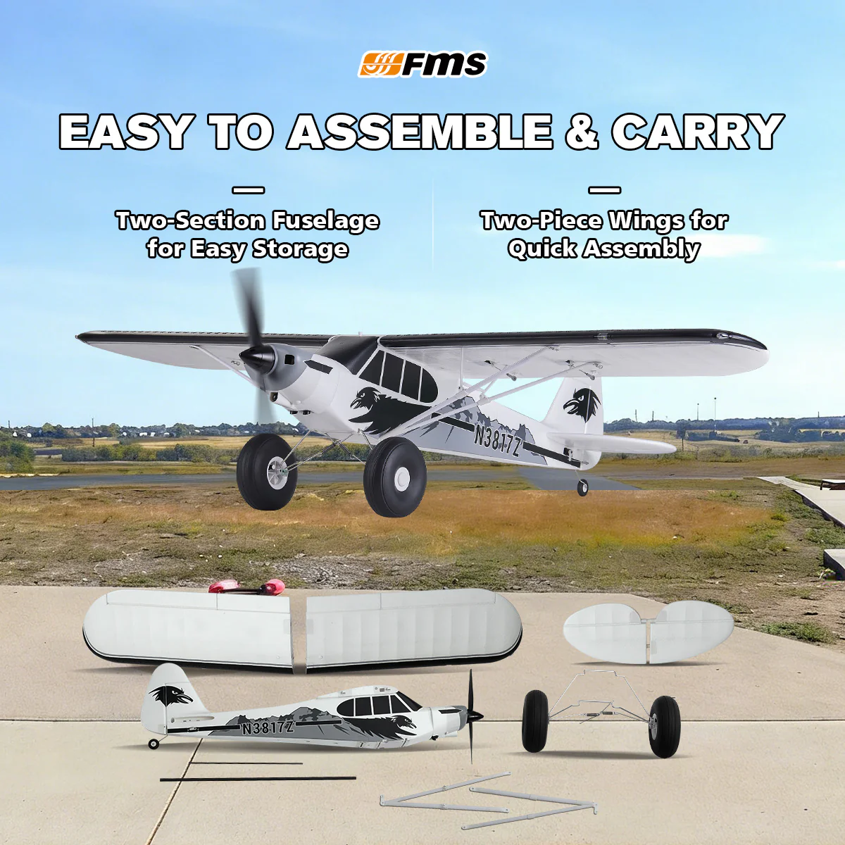 FMS 1300mm PA-18 w/Reflex V3, PNP / RTF 