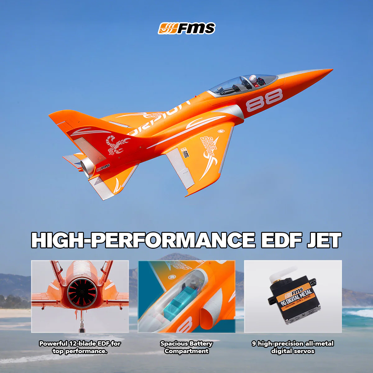FMS 90mm Super Scorpion V2 EDF Jet PNP-FMS145PCM6S