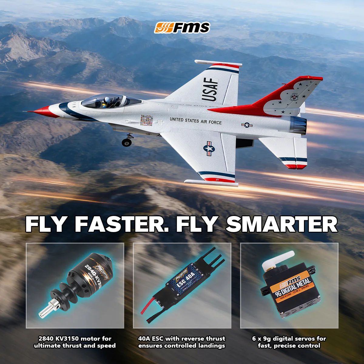 FMS 64mm F-16 Fighting Falcon EDF Jet PNP