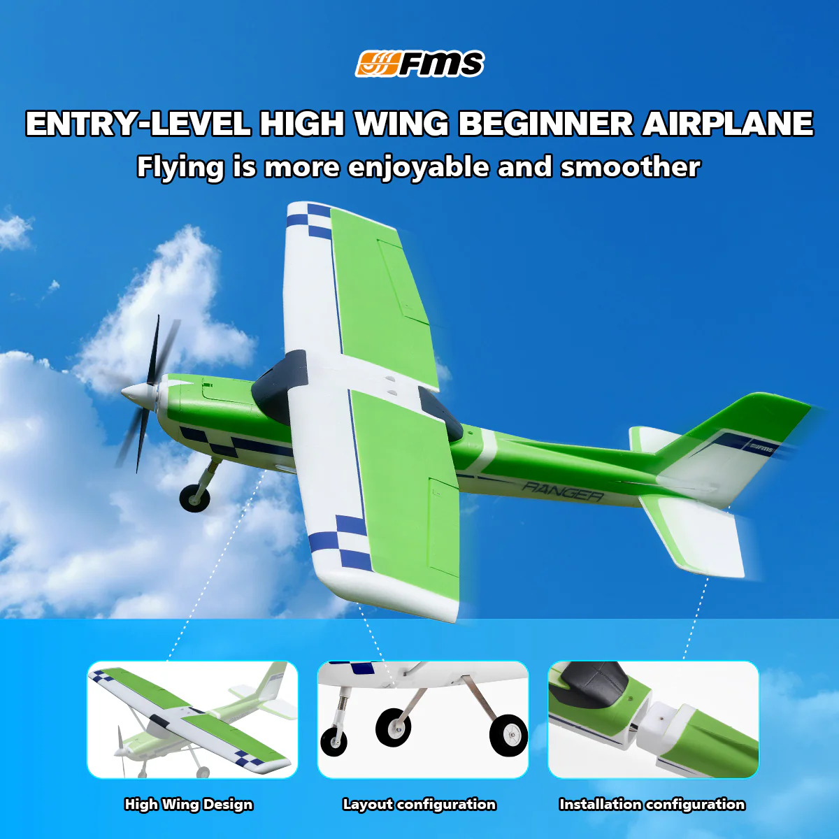 FMS 1220mm Ranger EP V2 with Reflex V3 RTF / PNP Beginner RC Plane