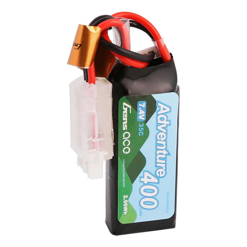 Gens ace 7.4V 400mAh 2S 35C LiPo Battery: JST-PHR (SCX24)