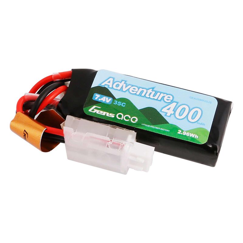 Gens ace 7.4V 400mAh 2S 35C LiPo Battery: JST-PHR (SCX24)