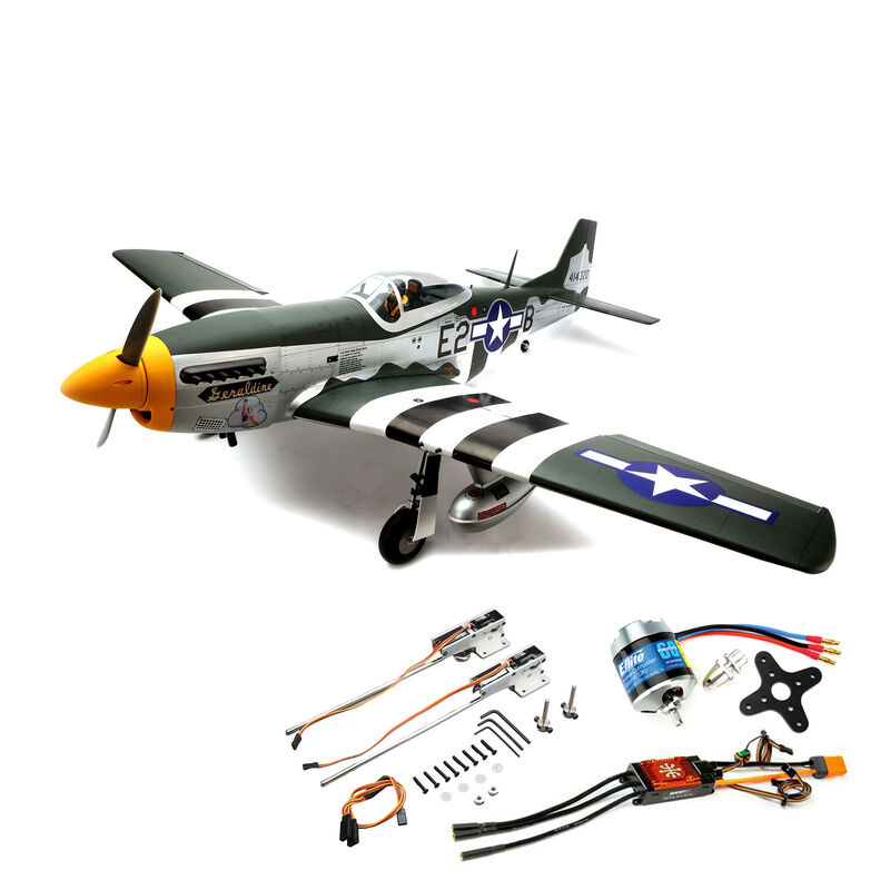 Hangar 9 P-51D Mustang 20cc ARF, 69.5" with E-flite Electric Retract Set, Brushless Motor, and Spektrum Smart ESC-HAN2820BRME