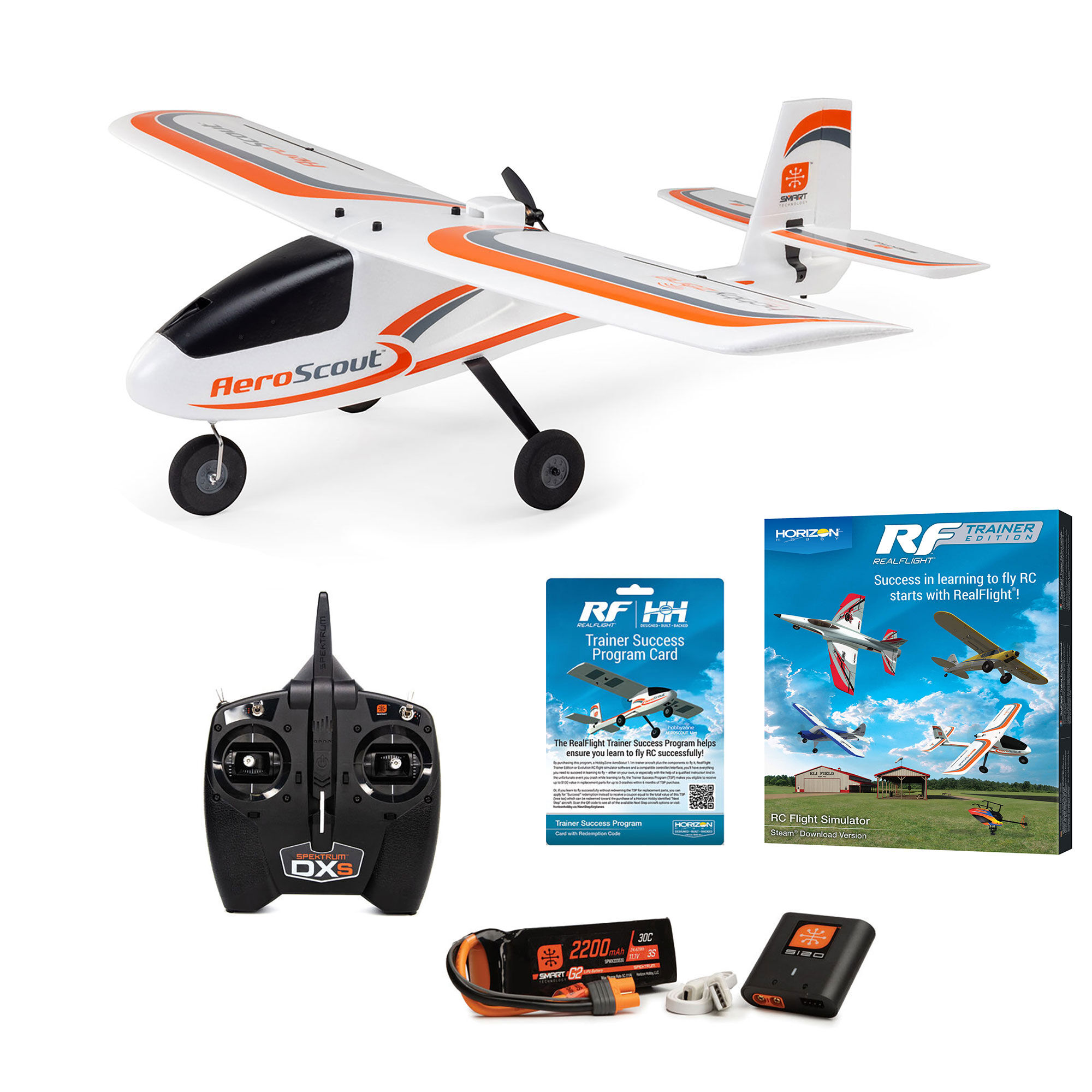 HobbyZone AeroScout S 2 1.1m and RealFlight Trainer Success Program Ultimate Combo-HBZ380002SC