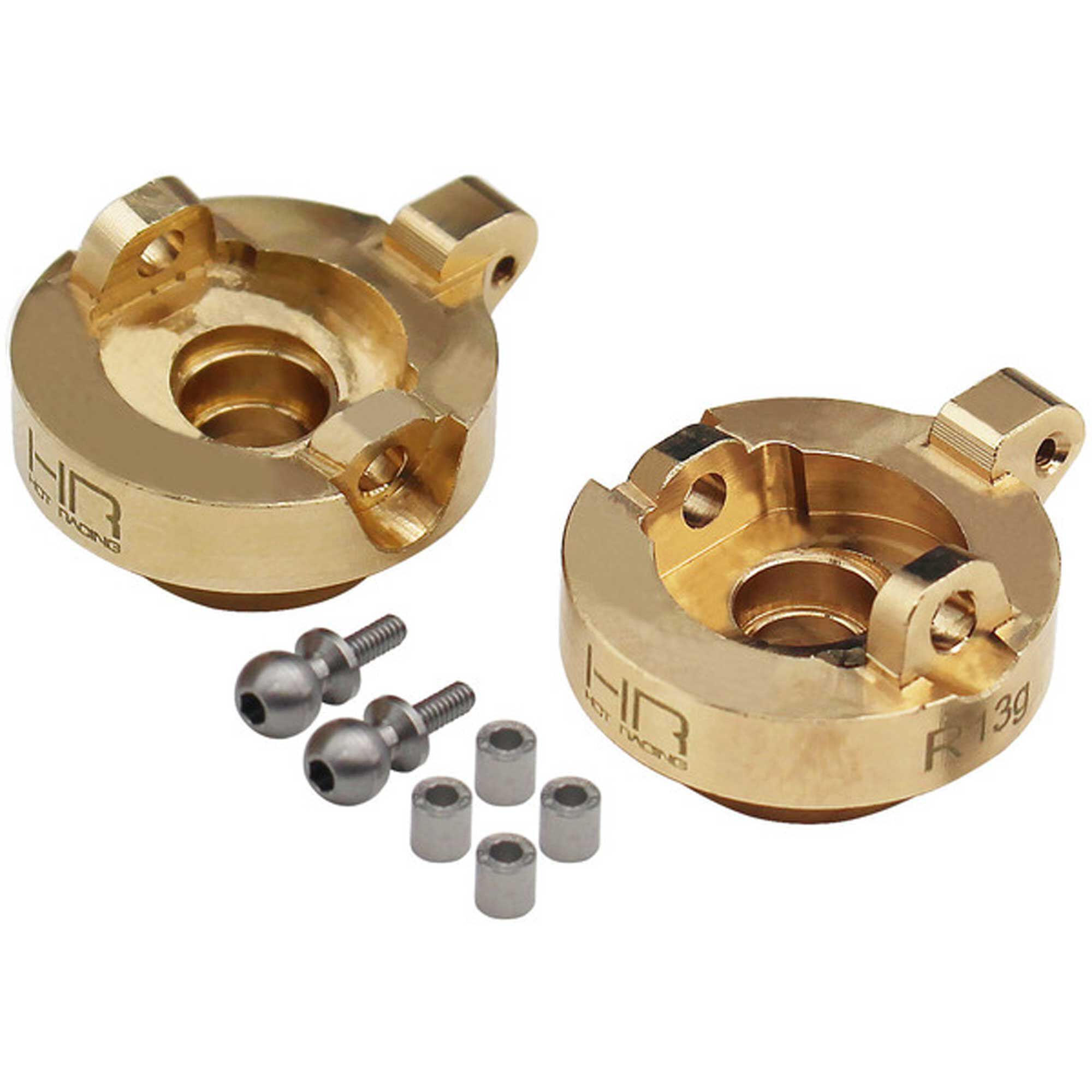 Hot Racing Brass Front Steering Knuckle: SCX24, AX24-HRAAXTF21HAW