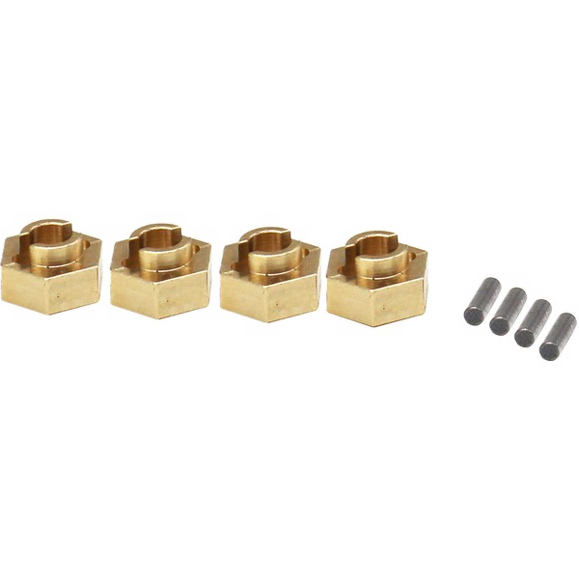Hot Racing Brass Stock Wheels Hub, 7mm Hex: SCX24-HRASXTF10H