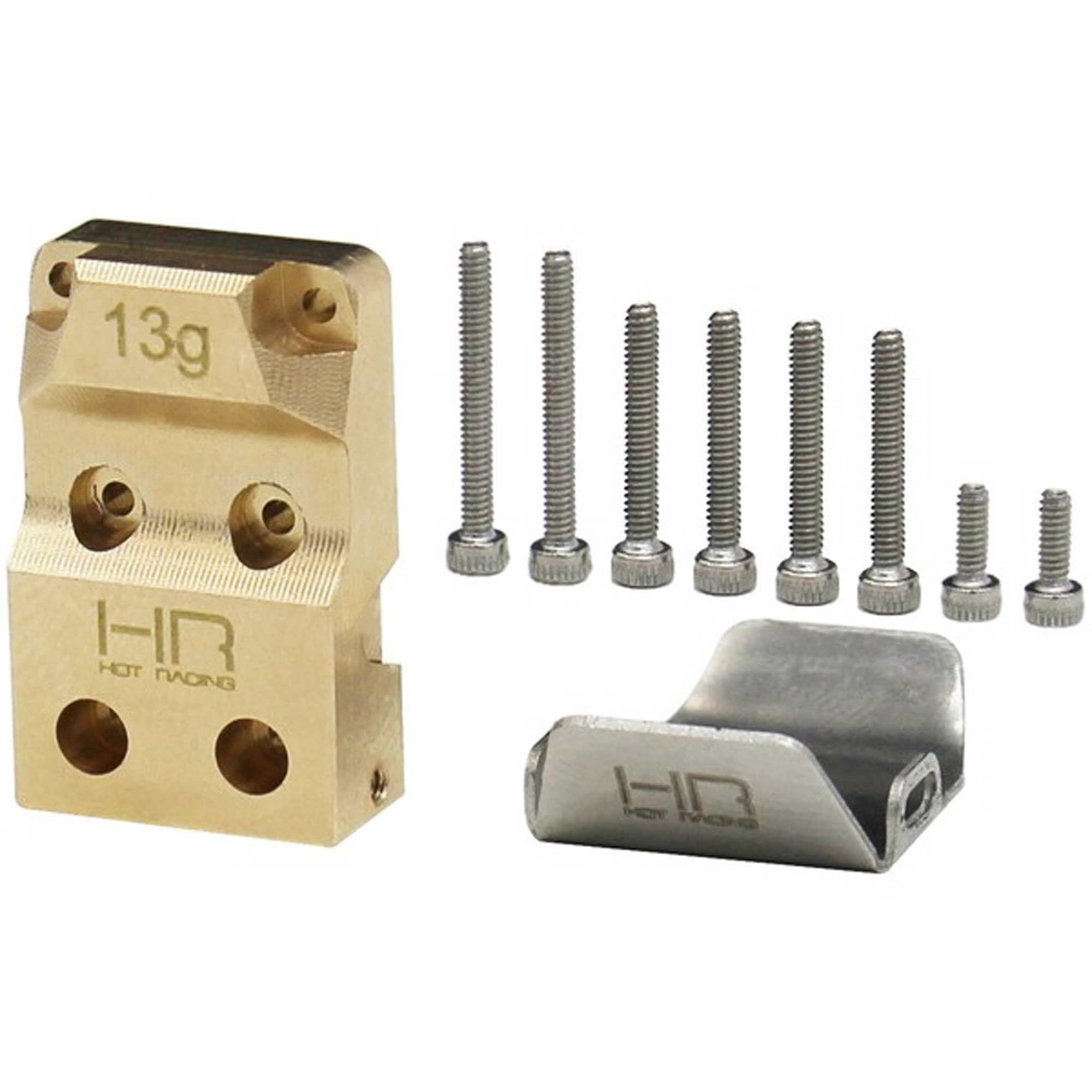 Hot Racing Brass Diff Cover w/ Stainless Steel Skid Plate: SCX24-HRASXTF12CP