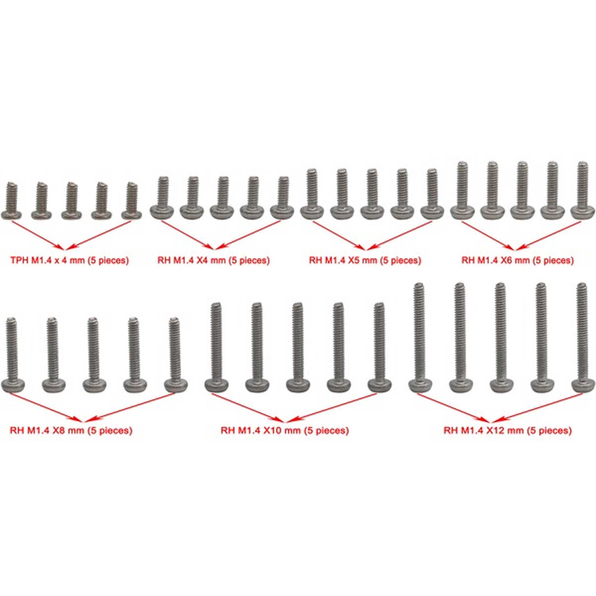 Hot Racing M1.4 Round Head Screw Set (35): SCX24-HRASXTF14MSS