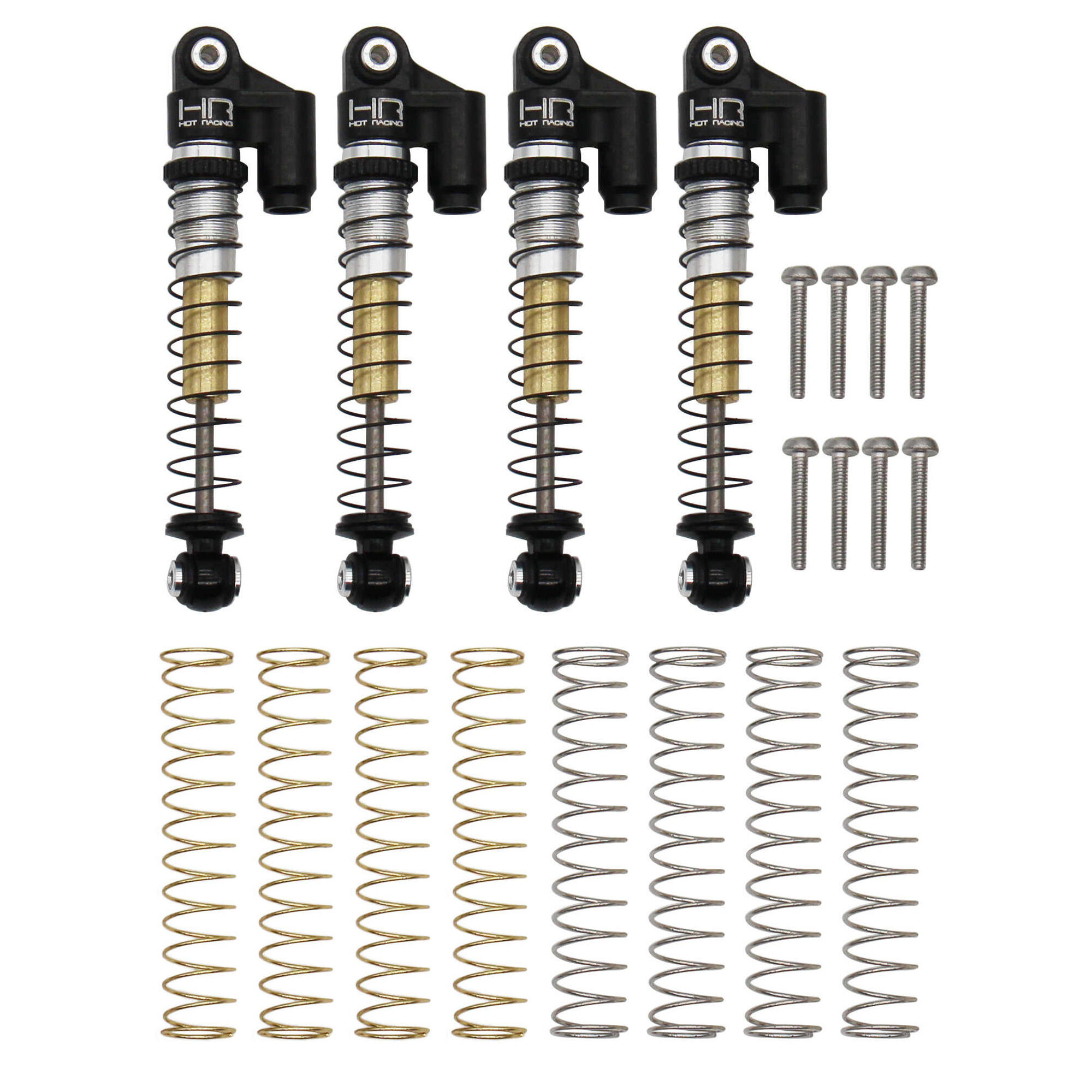 Hot Racing Aluminum Threaded Tele Shocks Set (4): SCX24-HRASXTF485TR04