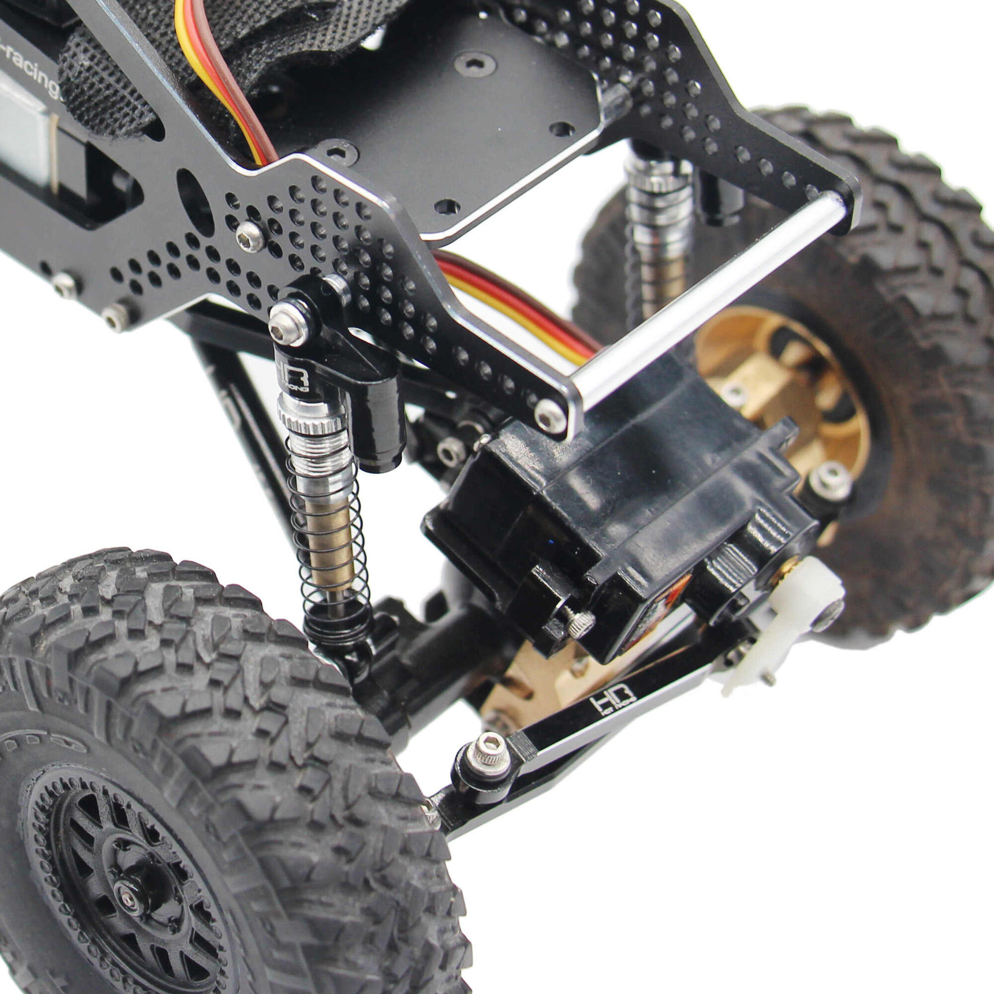 Hot Racing Aluminum Threaded Tele Shocks Set (4): SCX24-HRASXTF485TR04
