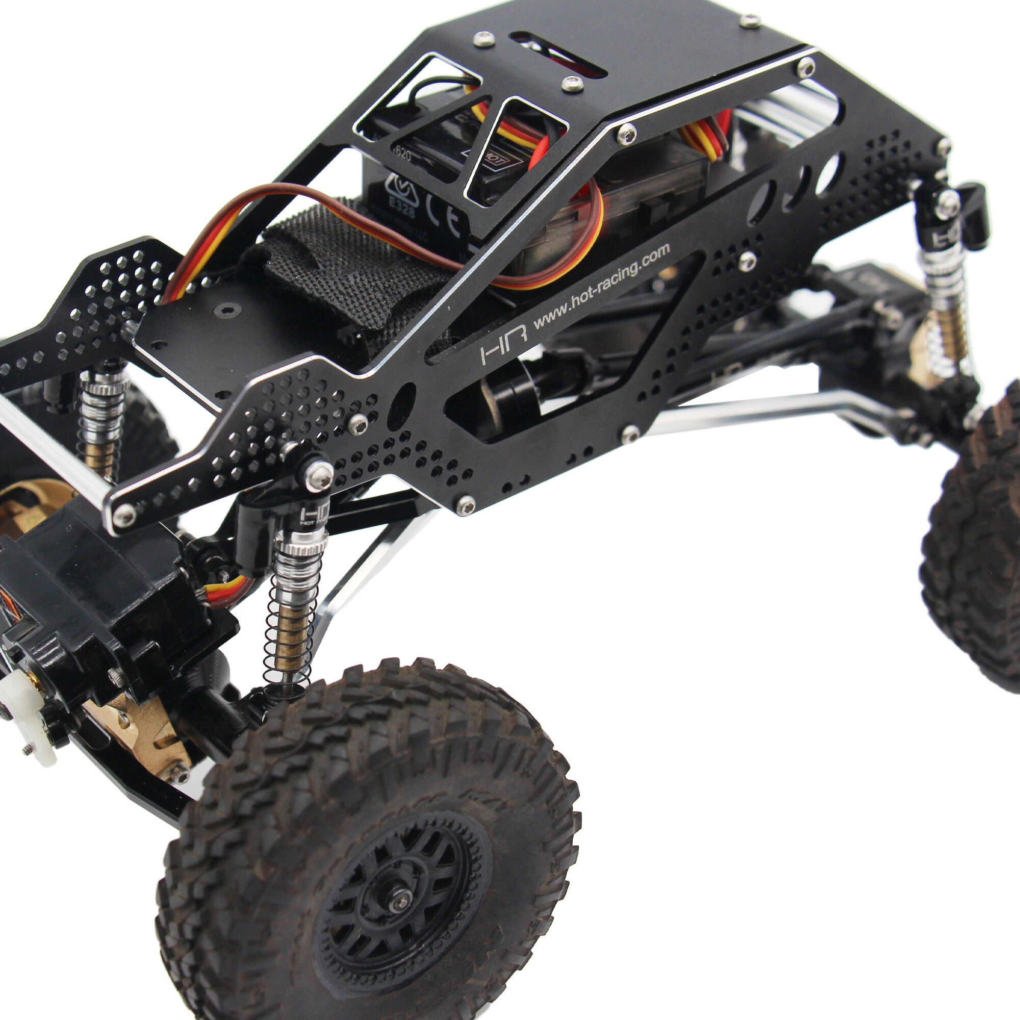Hot Racing Aluminum Threaded Tele Shocks Set (4): SCX24-HRASXTF485TR04