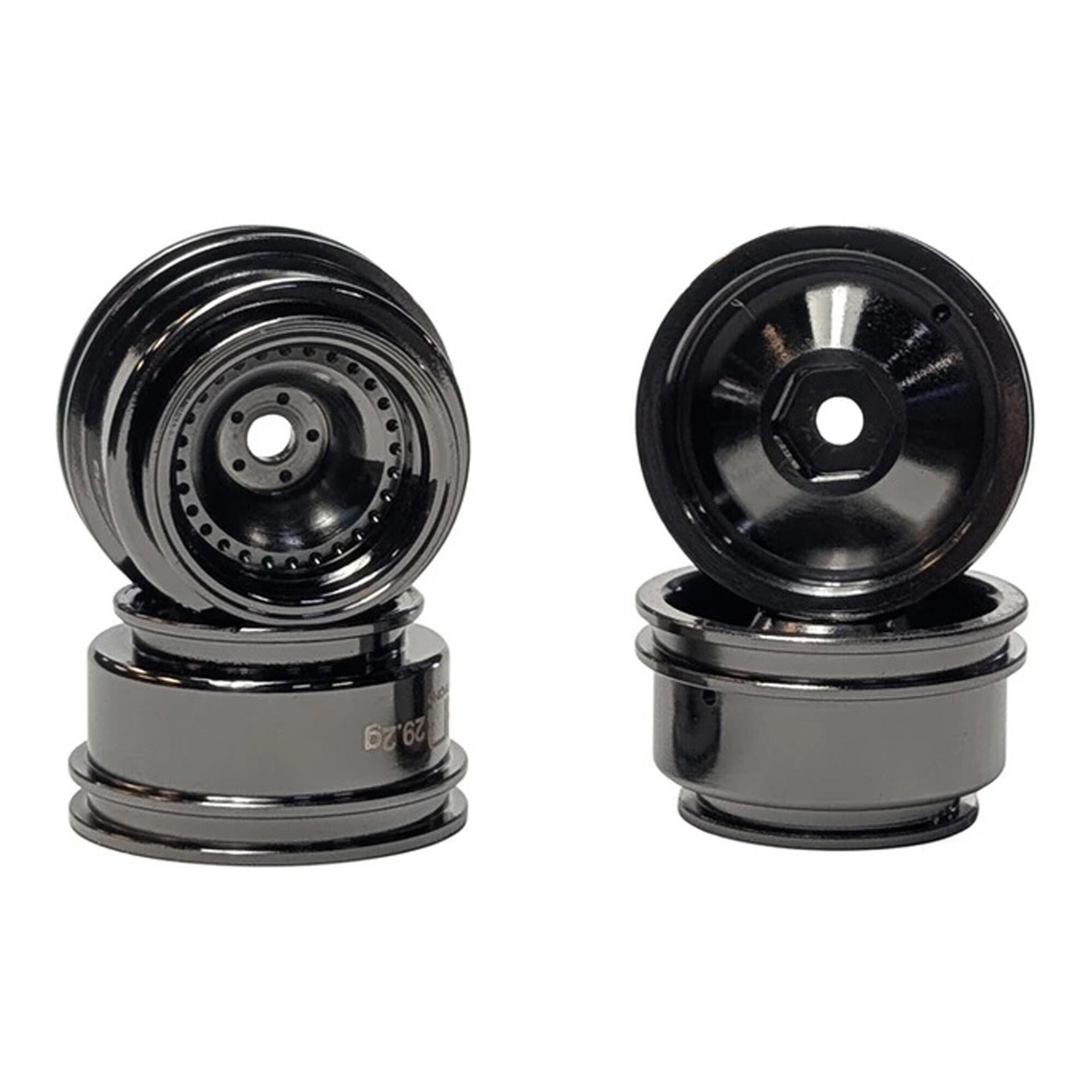 Hot Racing 1:24 Brass Weight Bias Wheels, Black Chrome, 1:24 Axial SCX24 (4)-HRASXTF919W01