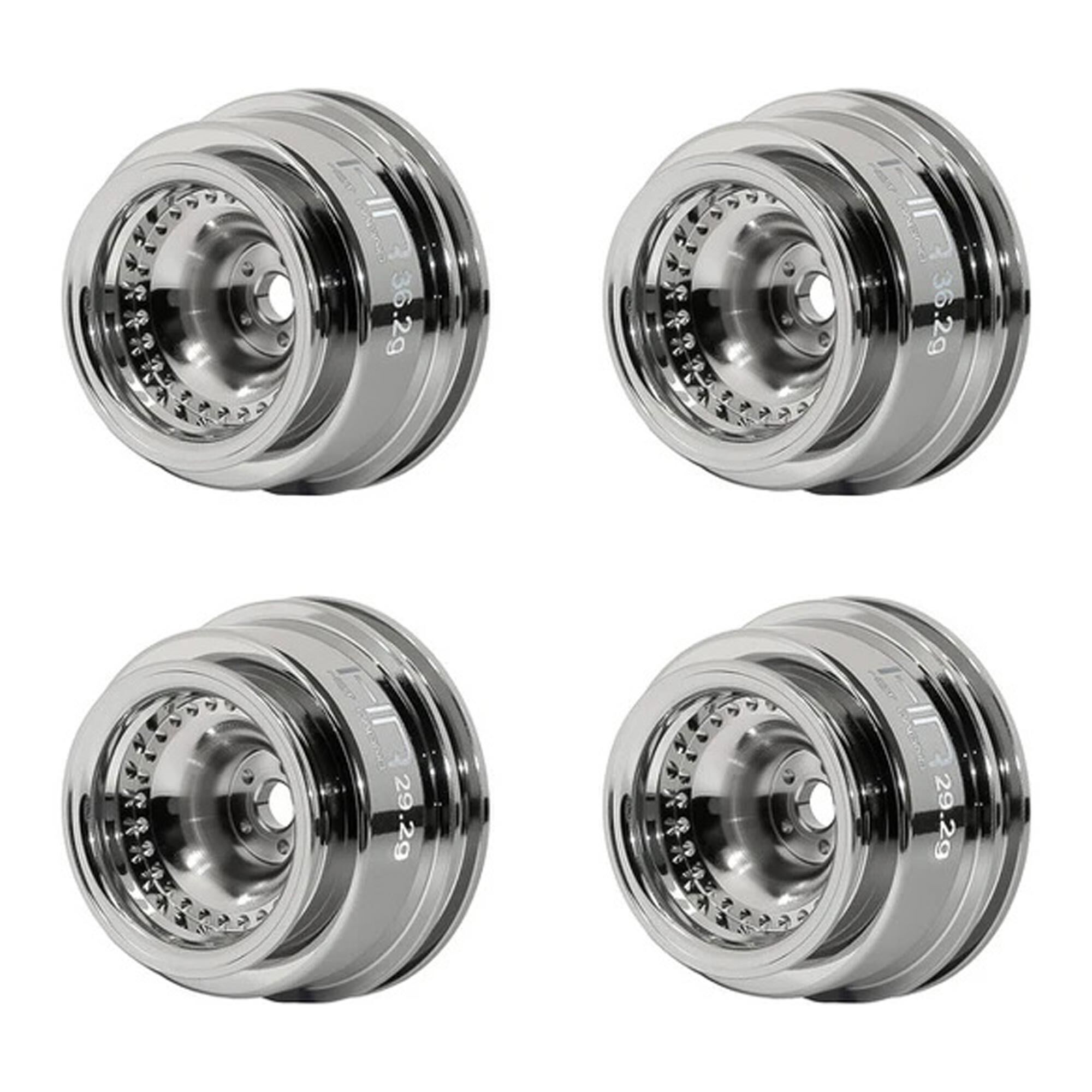 Hot Racing 1:24 Brass Weight Bias Wheels, Chrome, 1:24 Axial SCX24 (4)-HRASXTF919W08