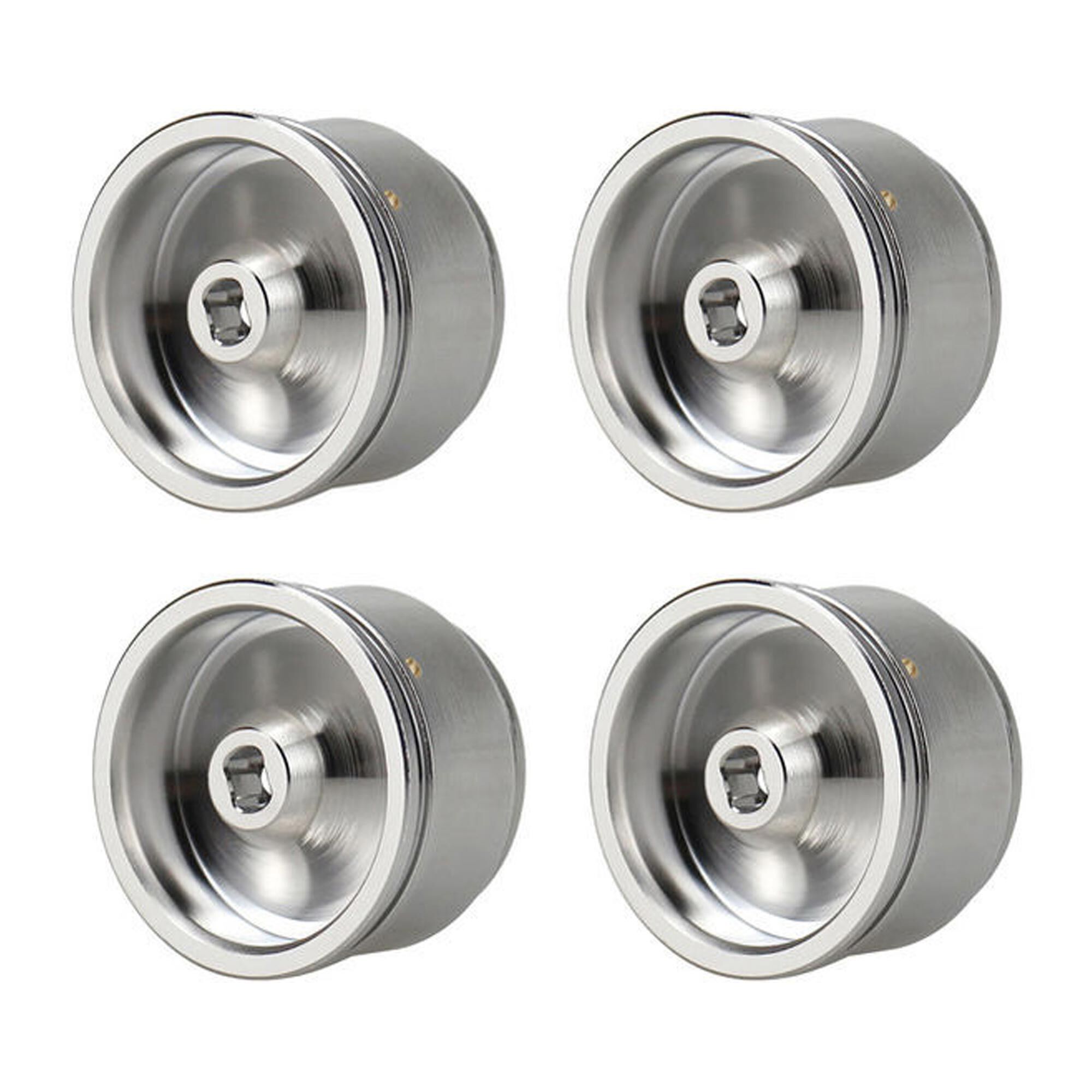 Hot Racing 1:30 Aluminum 4mm Offset Brass Beadlock Rock Crawler Wheels, Chrome (4)-HRASXTY916H08