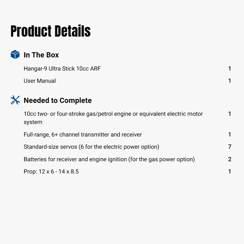 Hangar 9 Ultra Stick 10cc ARF, 60"-HAN2345