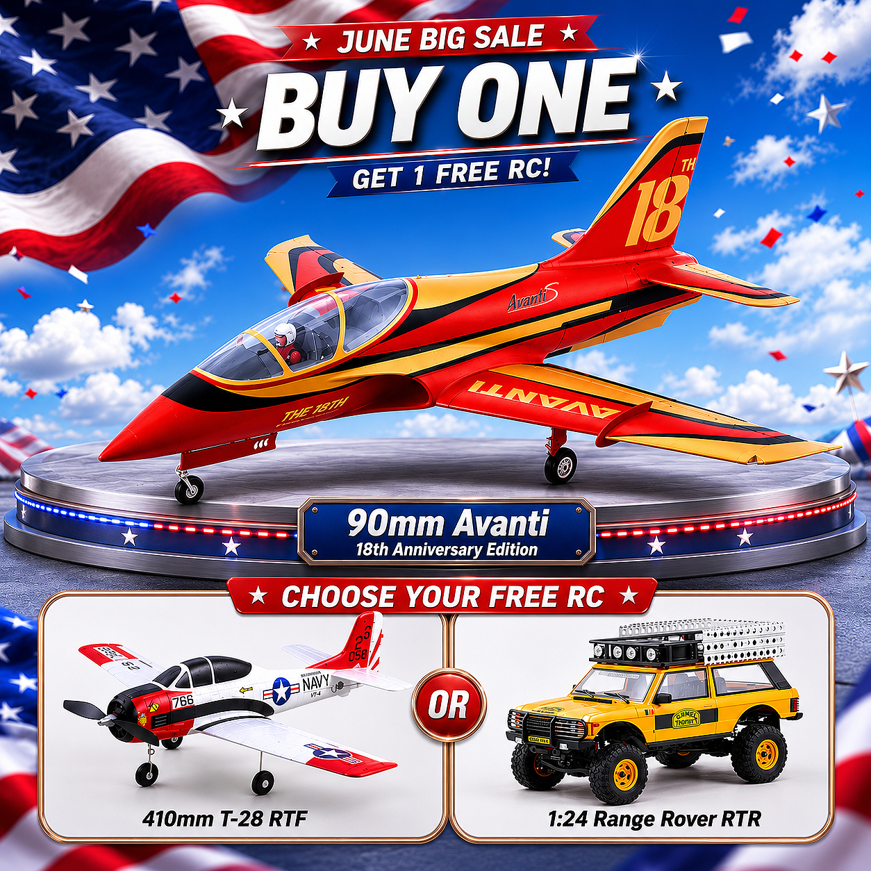FMS 90mm Avanti EDF Jet PNP 18th Anniversary Edition	 			 			