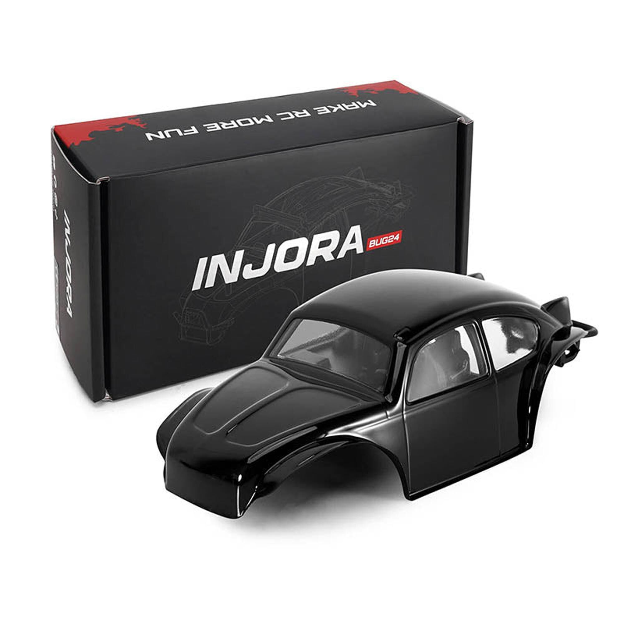 Injora 1:24 BUG24 Rock Crawler Body, Black, 1:24 Axial SCX24