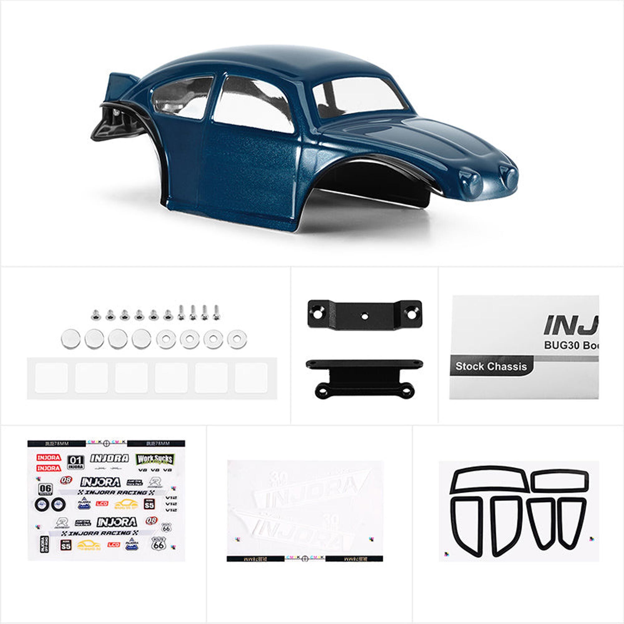 Injora 1:30 BUG30 Rock Crawler Body, Blue, 1:30 Axial SCX30-INJBUG30-BL