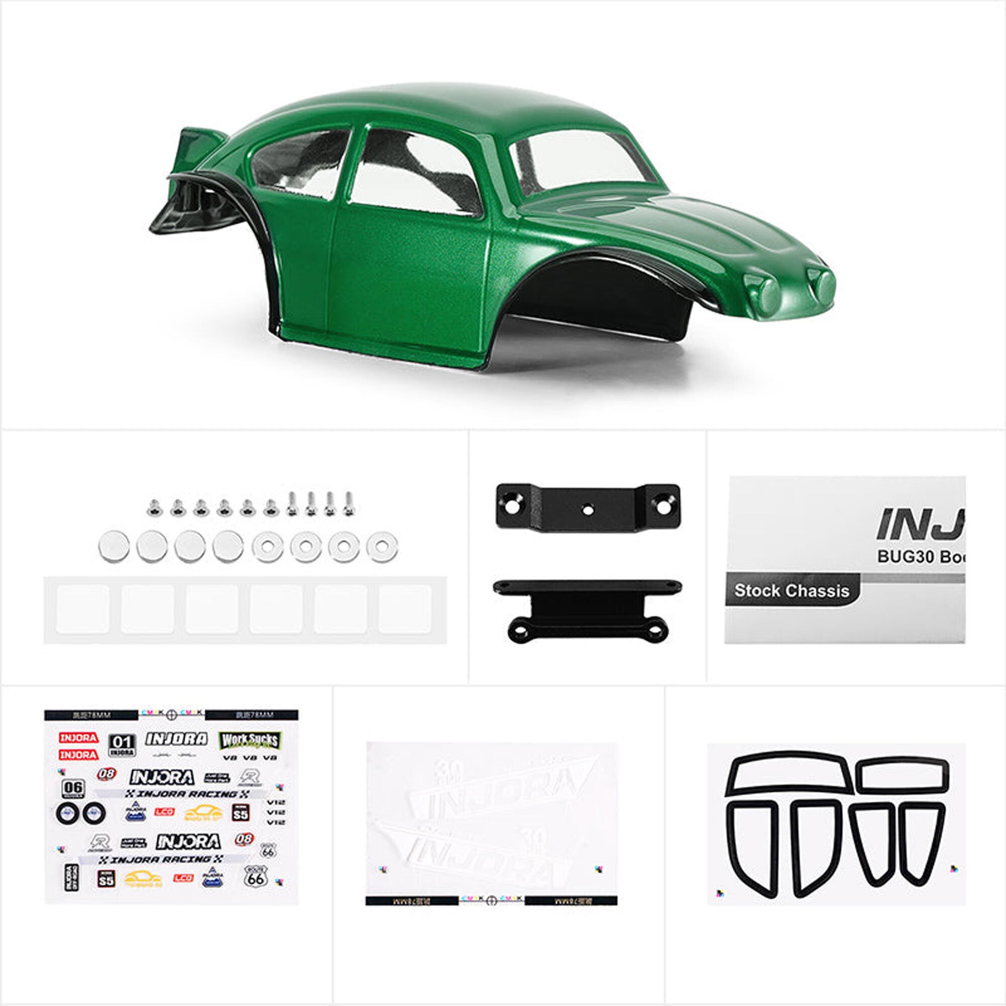 Injora 1:30 BUG30 Rock Crawler Body, Green, 1:30 Axial SCX30-INJBUG30-GN
