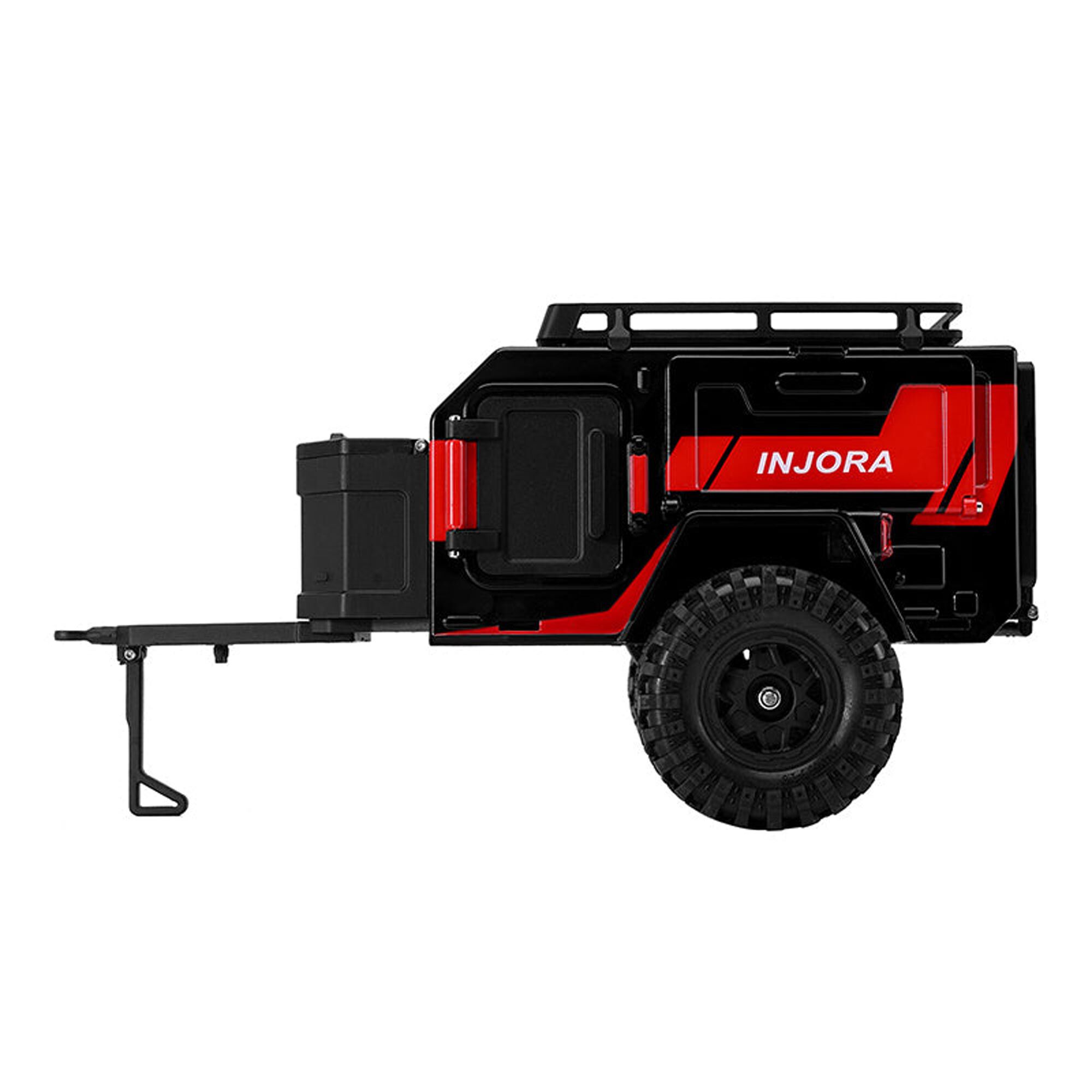 Injora 1:24 - 1:18 Off-Road Camping Trailer, Black/Red-INJDG-TC10BR
