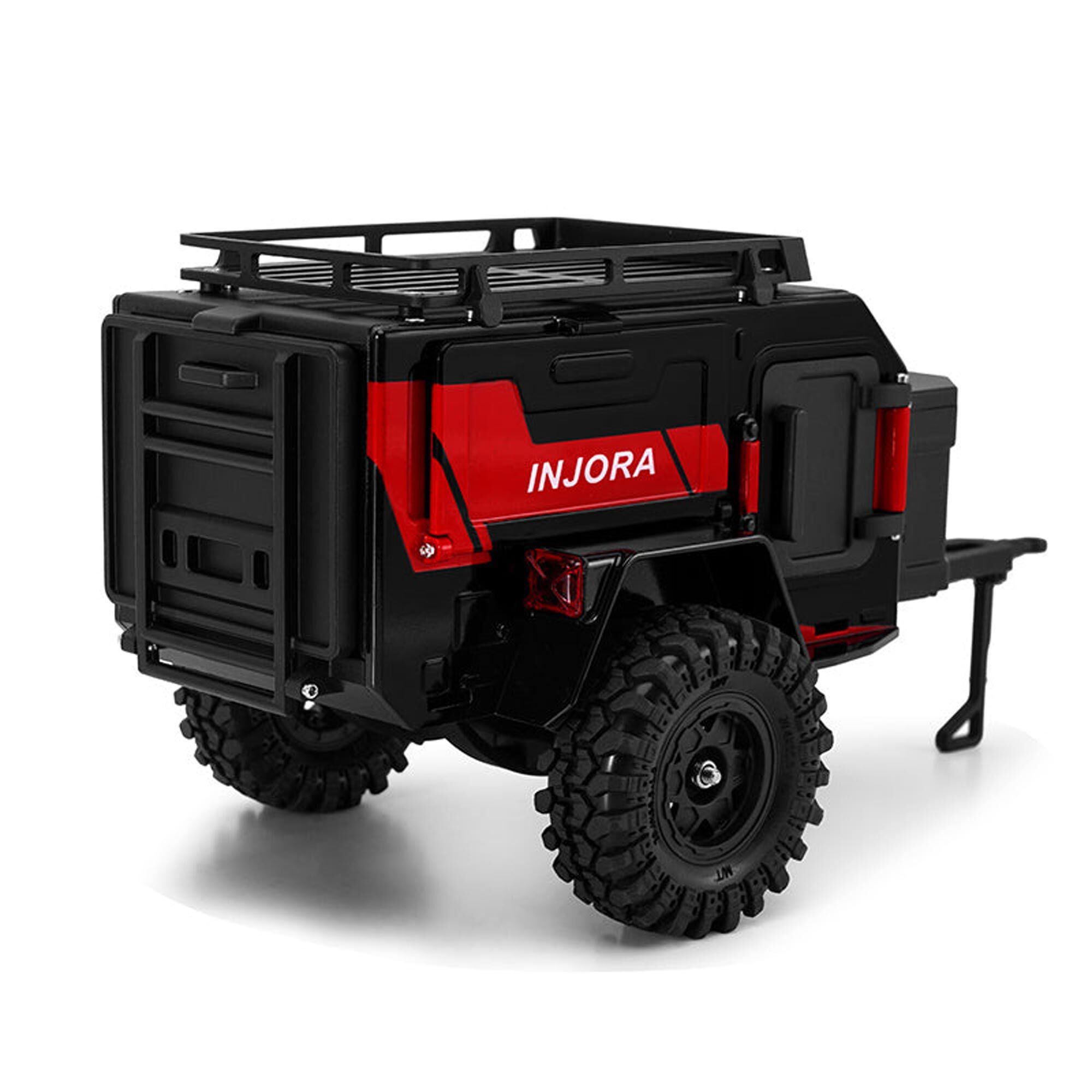 Injora 1:24 - 1:18 Off-Road Camping Trailer, Black/Red-INJDG-TC10BR
