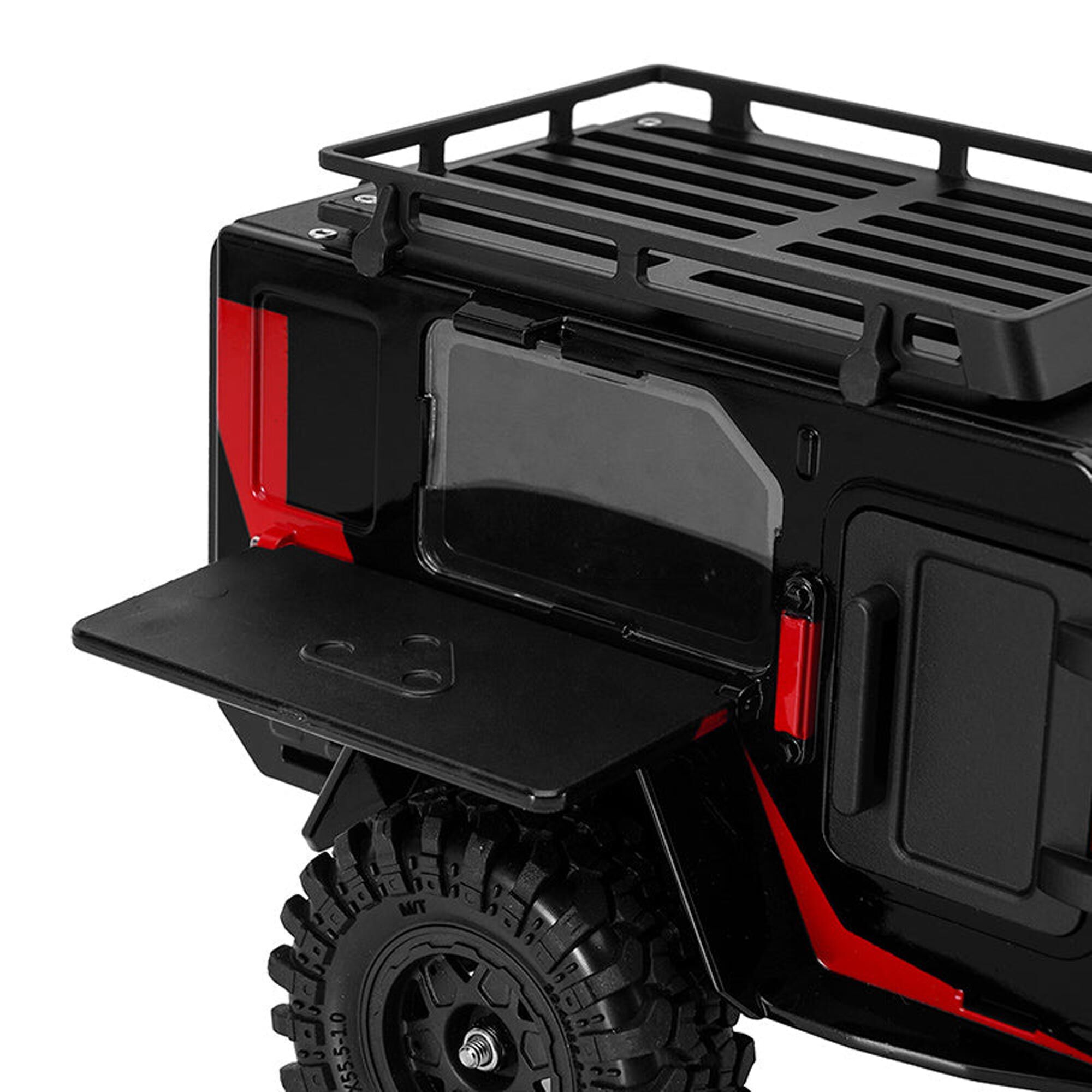 Injora 1:24 - 1:18 Off-Road Camping Trailer, Black/Red-INJDG-TC10BR