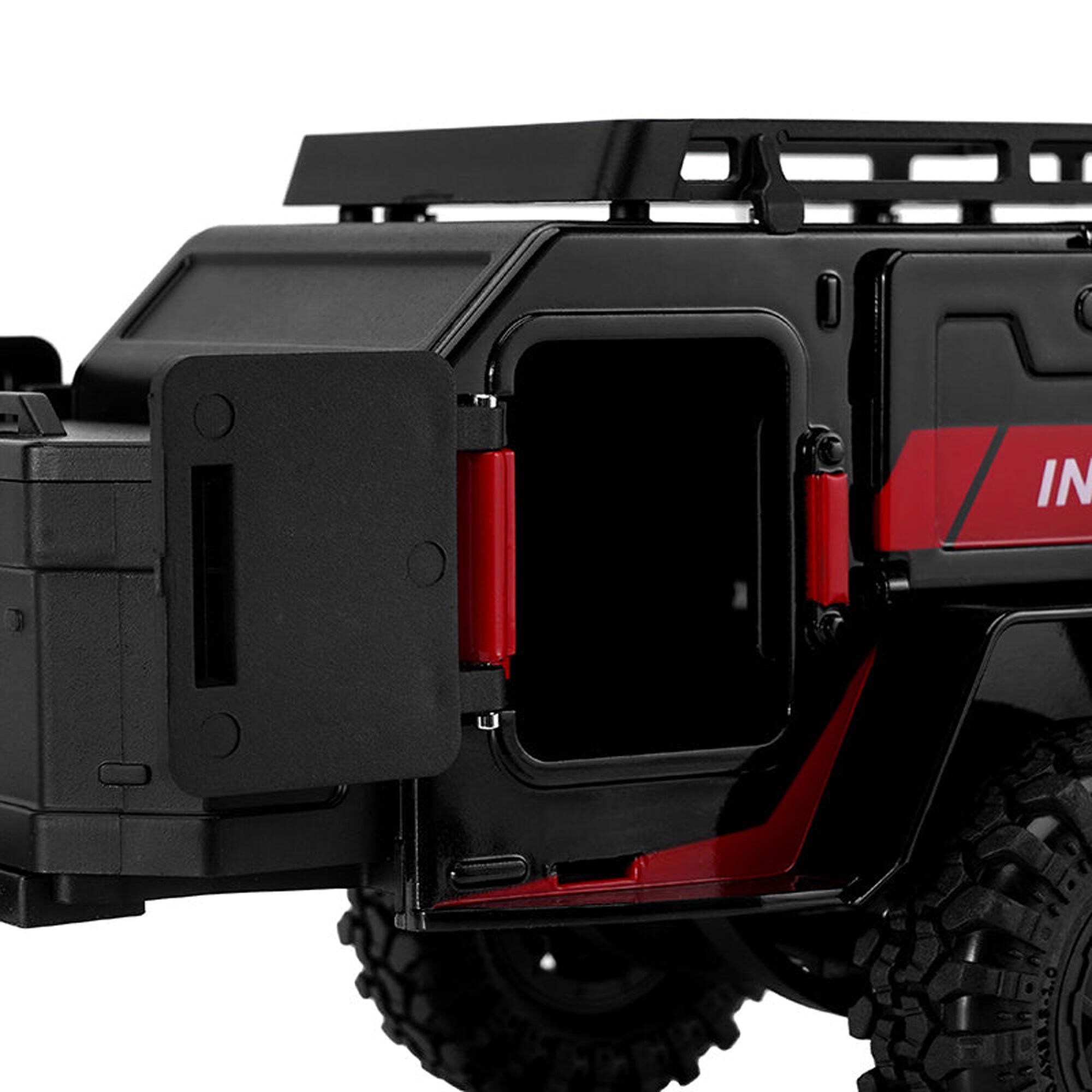 Injora 1:24 - 1:18 Off-Road Camping Trailer, Black/Red-INJDG-TC10BR