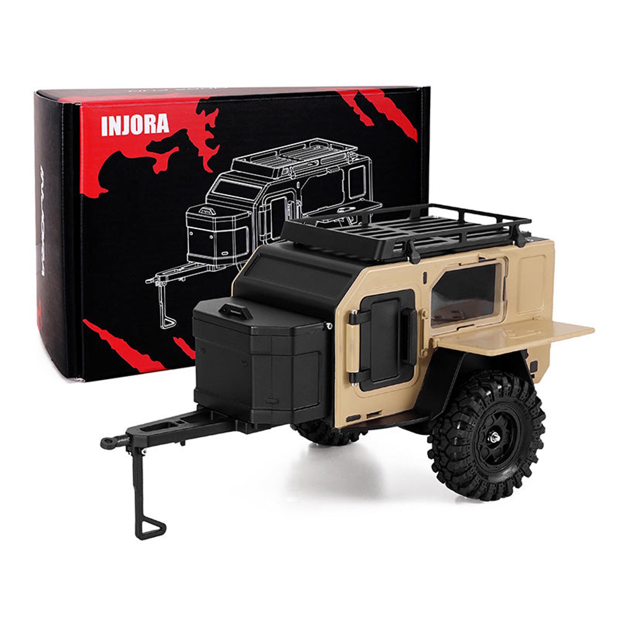 Injora 1:24 - 1:18 Off-Road Camping Trailer, Sandy Taupe-INJDG-TC10YE