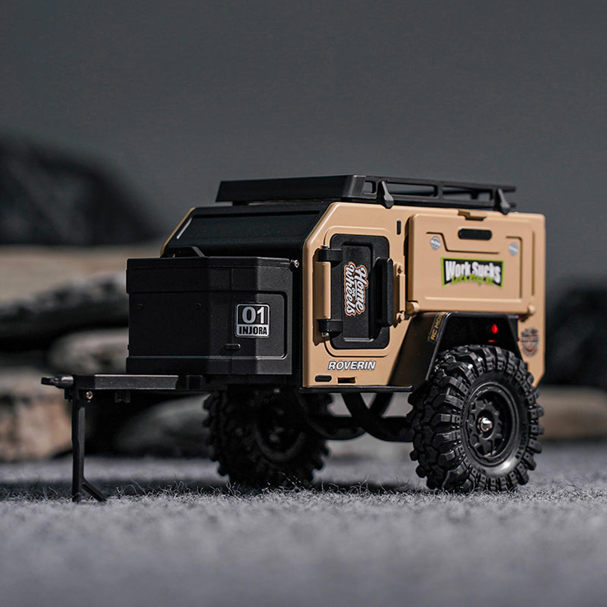 Injora 1:24 - 1:18 Off-Road Camping Trailer, Sandy Taupe-INJDG-TC10YE