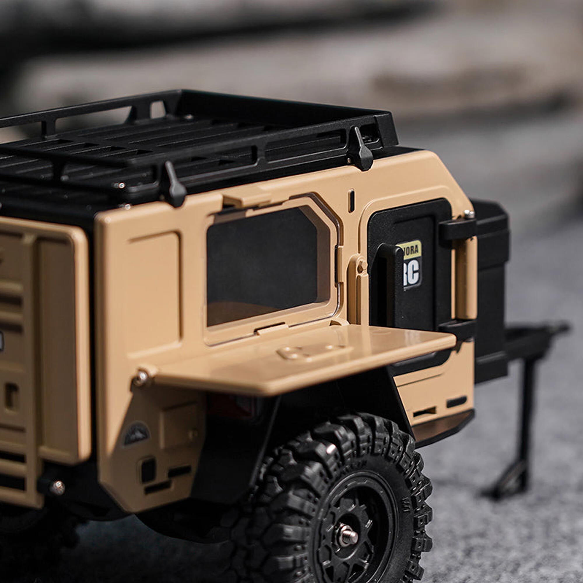 Injora 1:24 - 1:18 Off-Road Camping Trailer, Sandy Taupe-INJDG-TC10YE