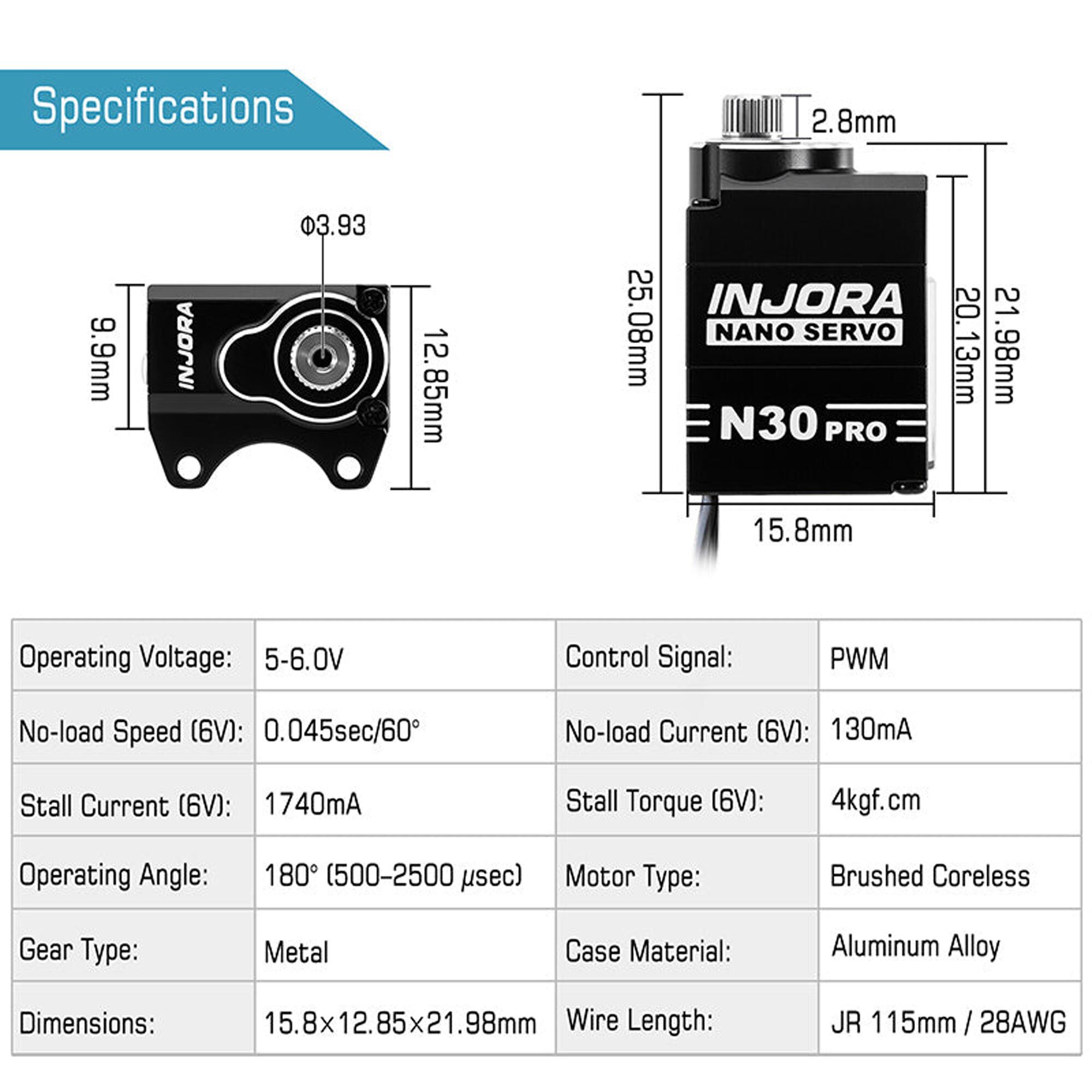 Injora N30 PRO NANO Servo & Servo Saver, 1:30 Axial SCX30-INJS-N30-PRO