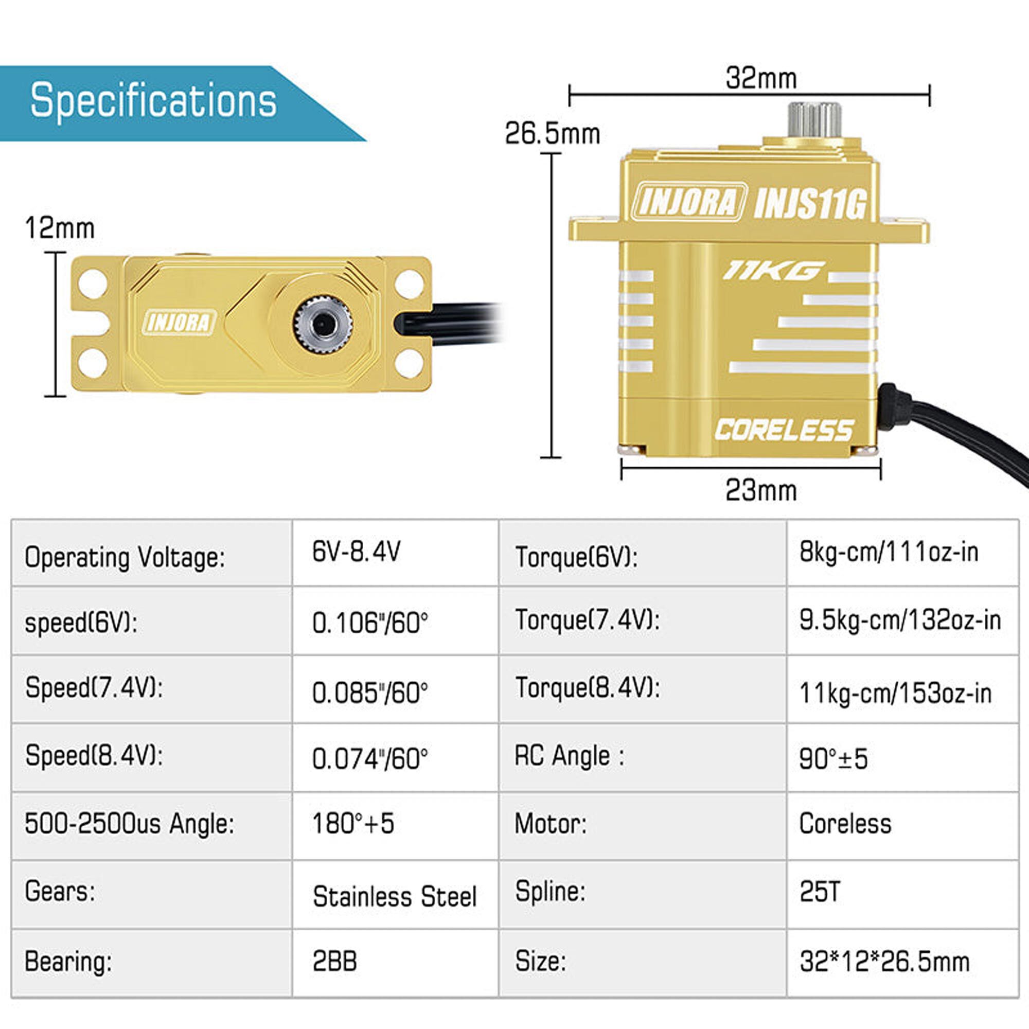 Injora Gold Coreless High Torque Micro Servo-INJS11GD