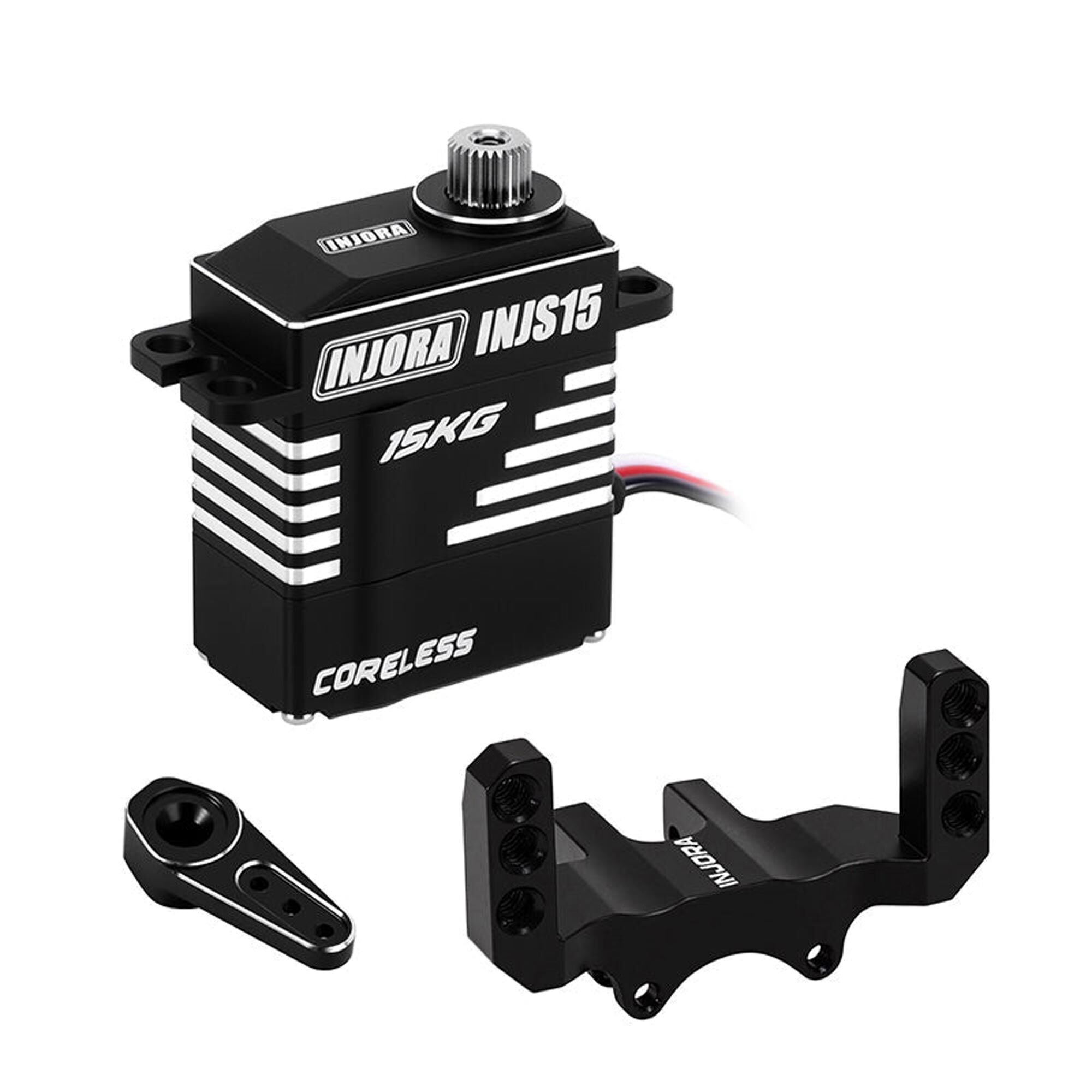 Injora 15KG Coreless Servo & Servo Mount, 1:24 Axial SCX24-INJS15-24BK