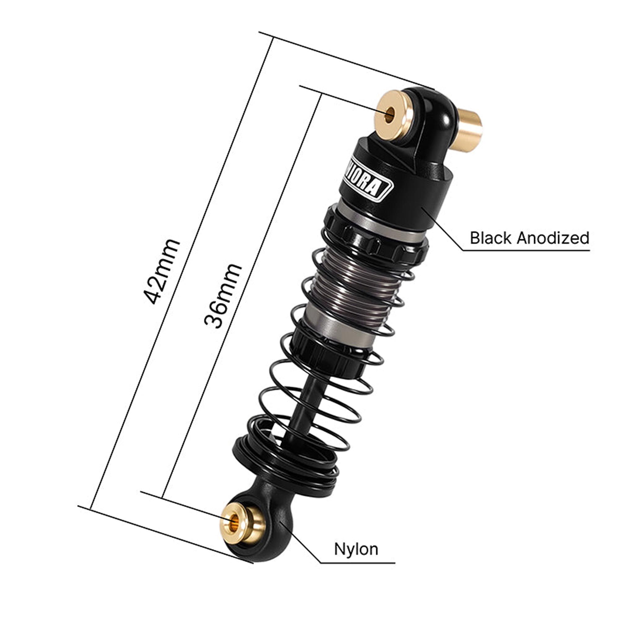 Injora Aluminum 36mm Big Bore Shocks, 1:24 Axial SCX24 (4)-INJSCX24-198BK