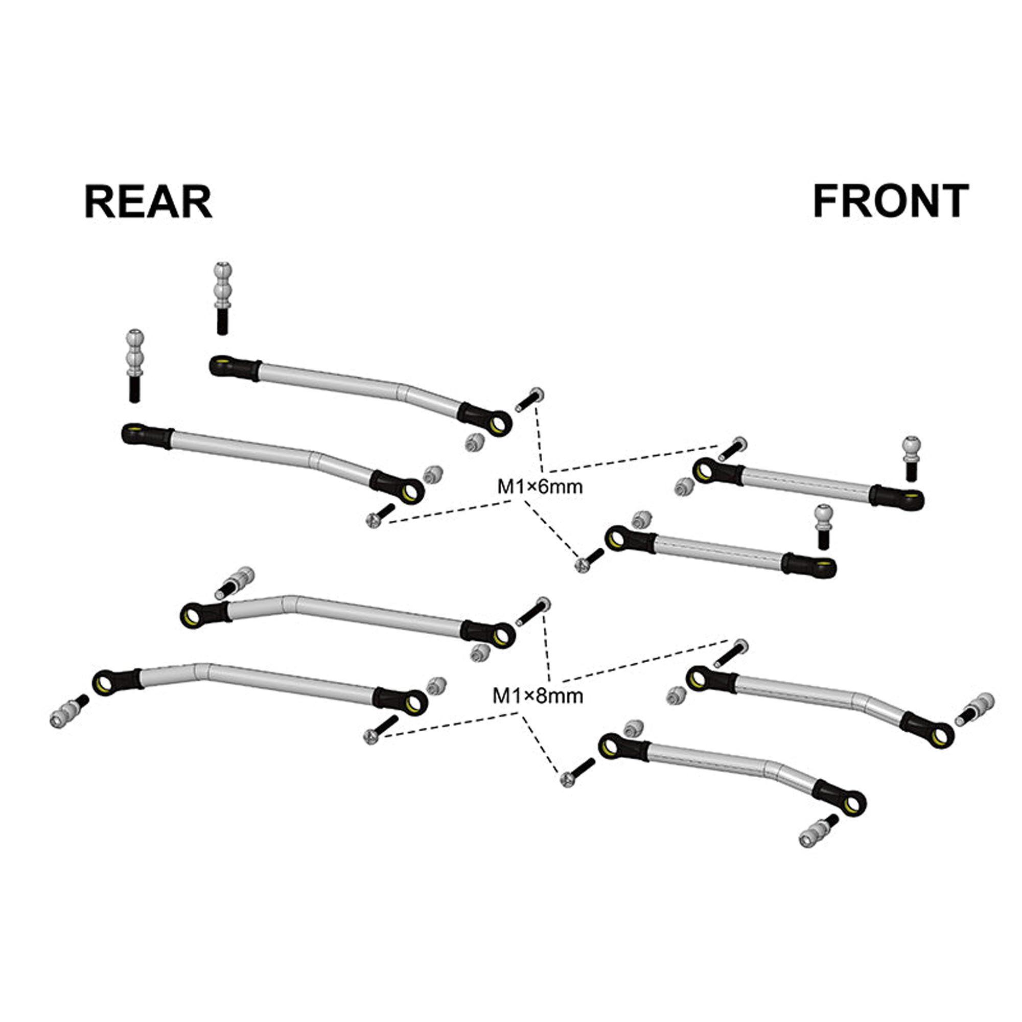 Injora Stainless Steel Chassis & Steering Link Set, 1:30 Axial SCX30-INJSCX30-28-29
