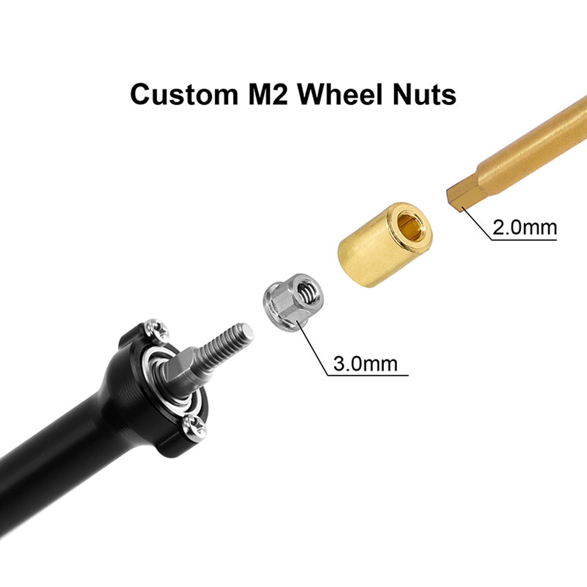 Injora Aluminum Front & Rear Axle Set (Stock Width), 1:30 Axial SCX30