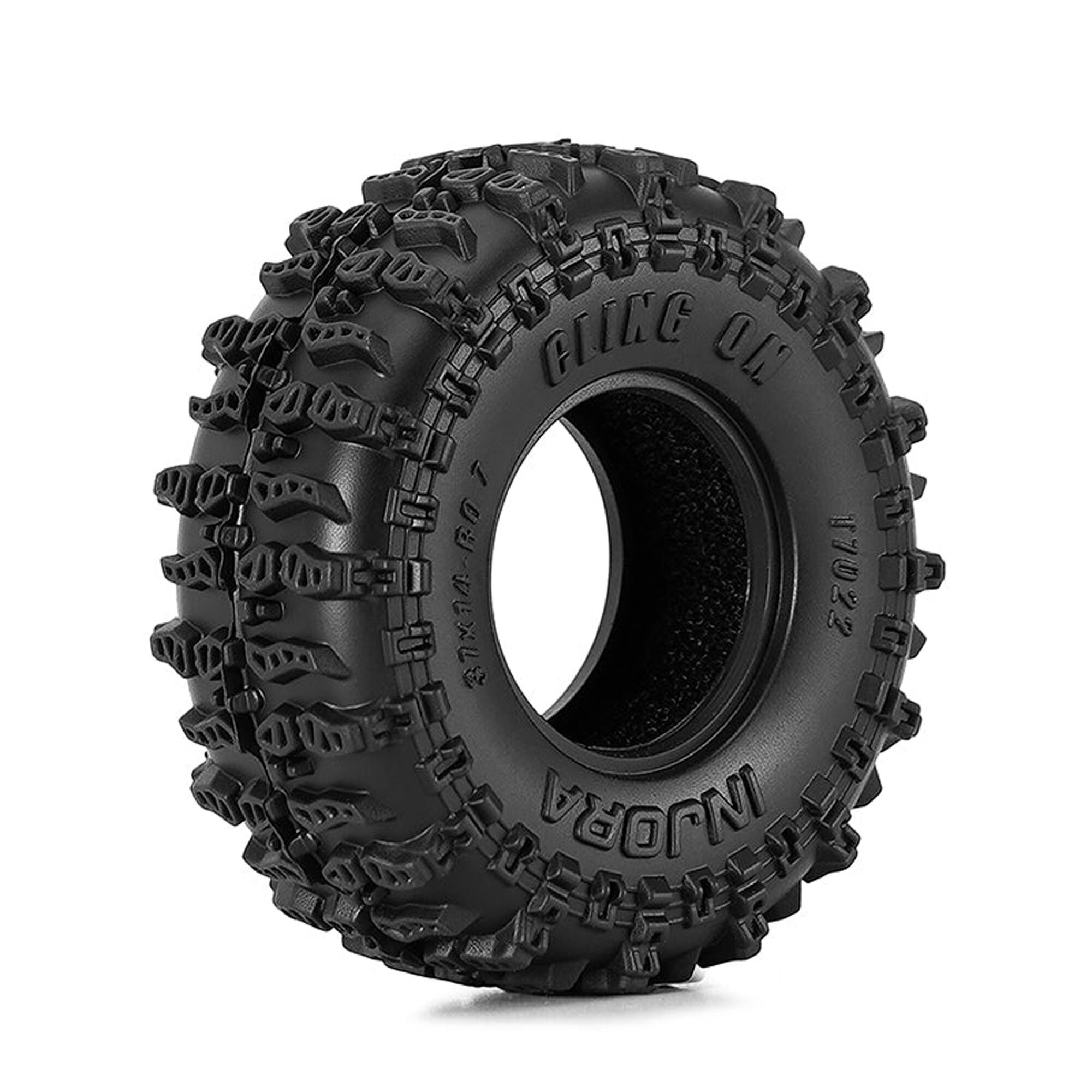 Injora 1:30 Cling On Front/Rear 0.7" Rock Crawler Tires (1.45" OD) & Inserts (4)-INJT7022