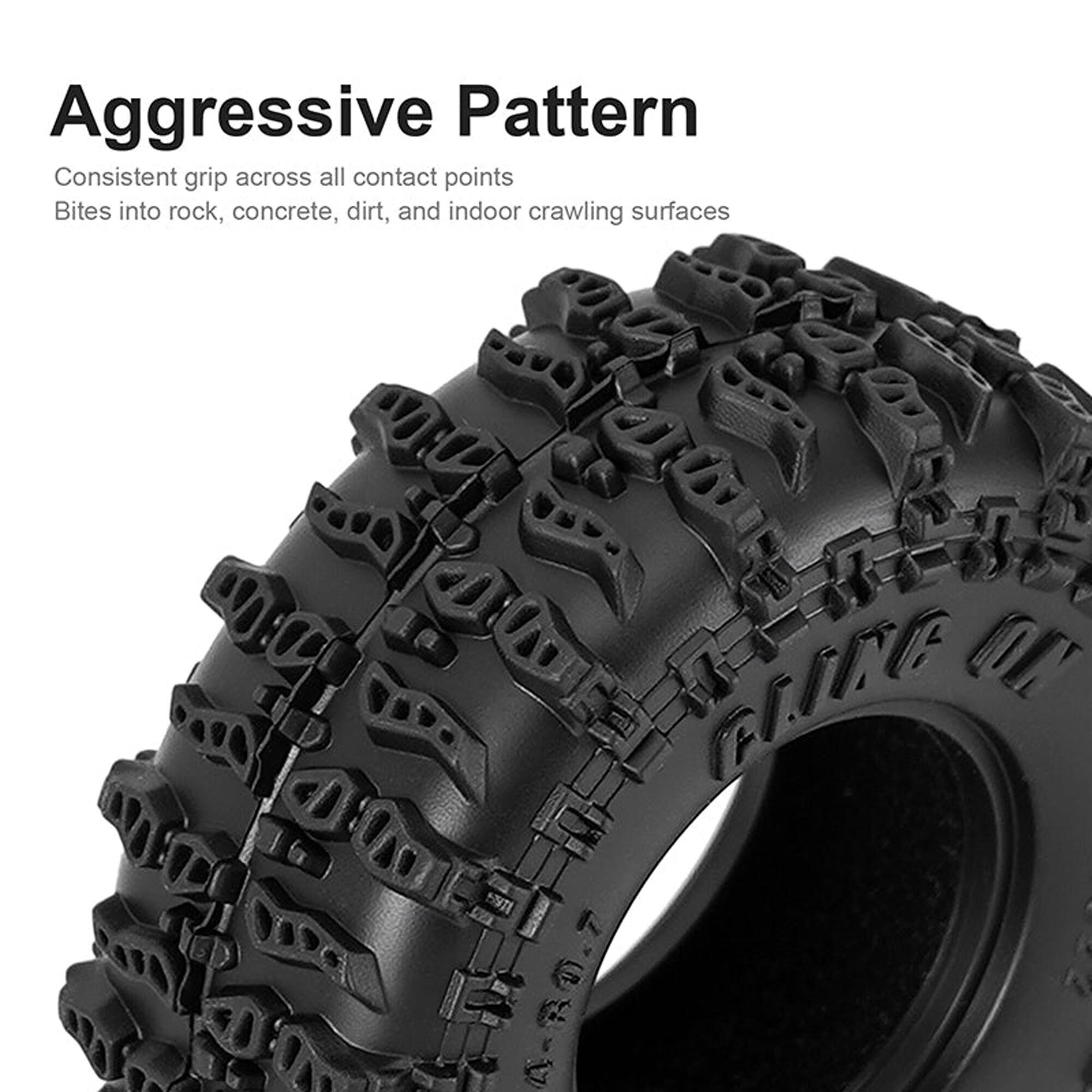 Injora 1:30 Cling On Front/Rear 0.7" Rock Crawler Tires (1.45" OD) & Inserts (4)-INJT7022