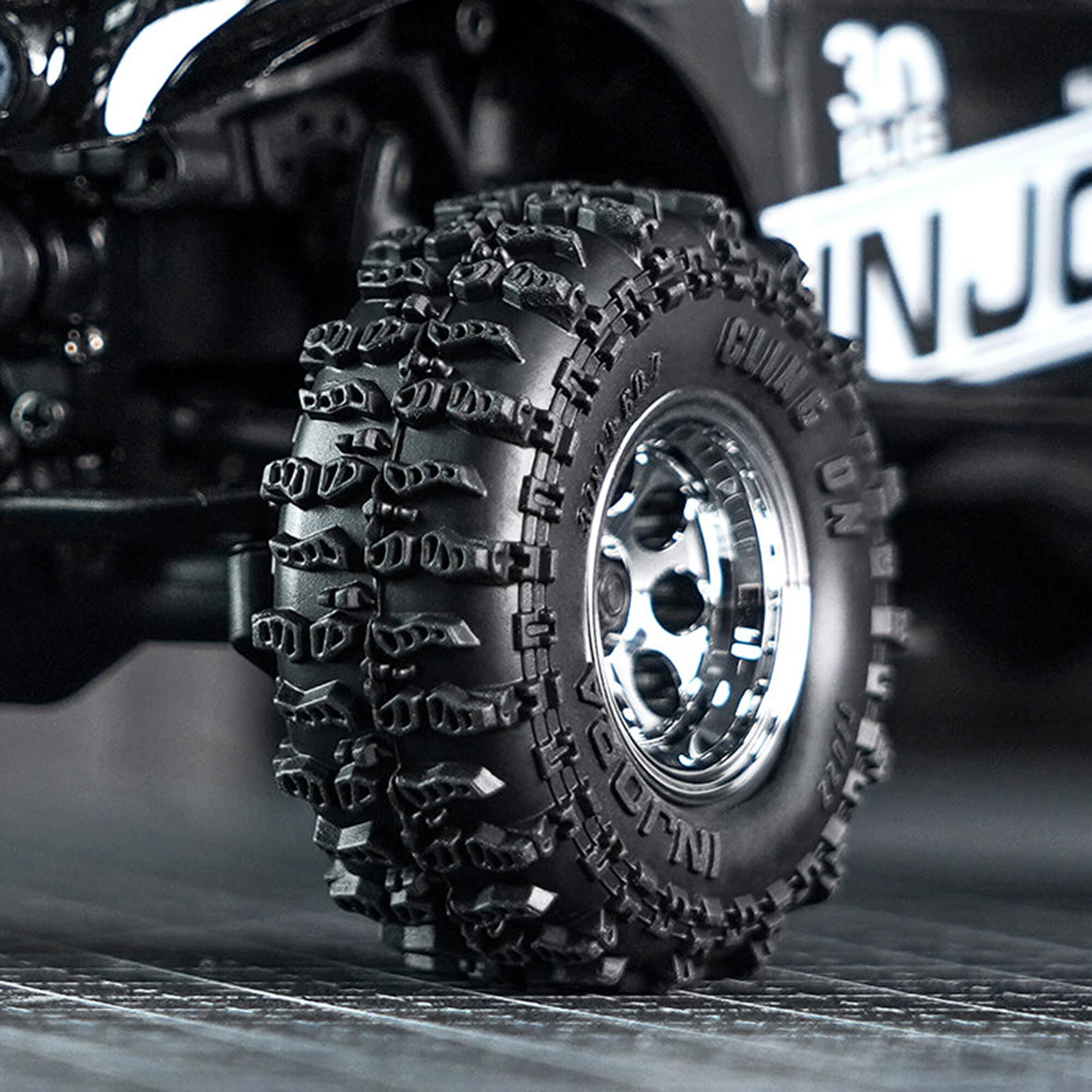 Injora 1:30 Cling On Front/Rear 0.7" Rock Crawler Tires (1.45" OD) & Inserts (4)-INJT7022