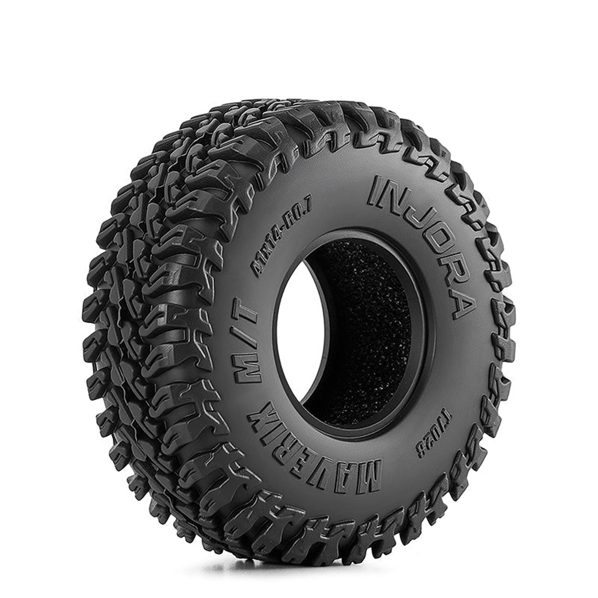 Injora 1:30 Maverix M/T Front/Rear 0.7" Rock Crawler Tires (1.61" OD) & Inserts (4)-INJT7028