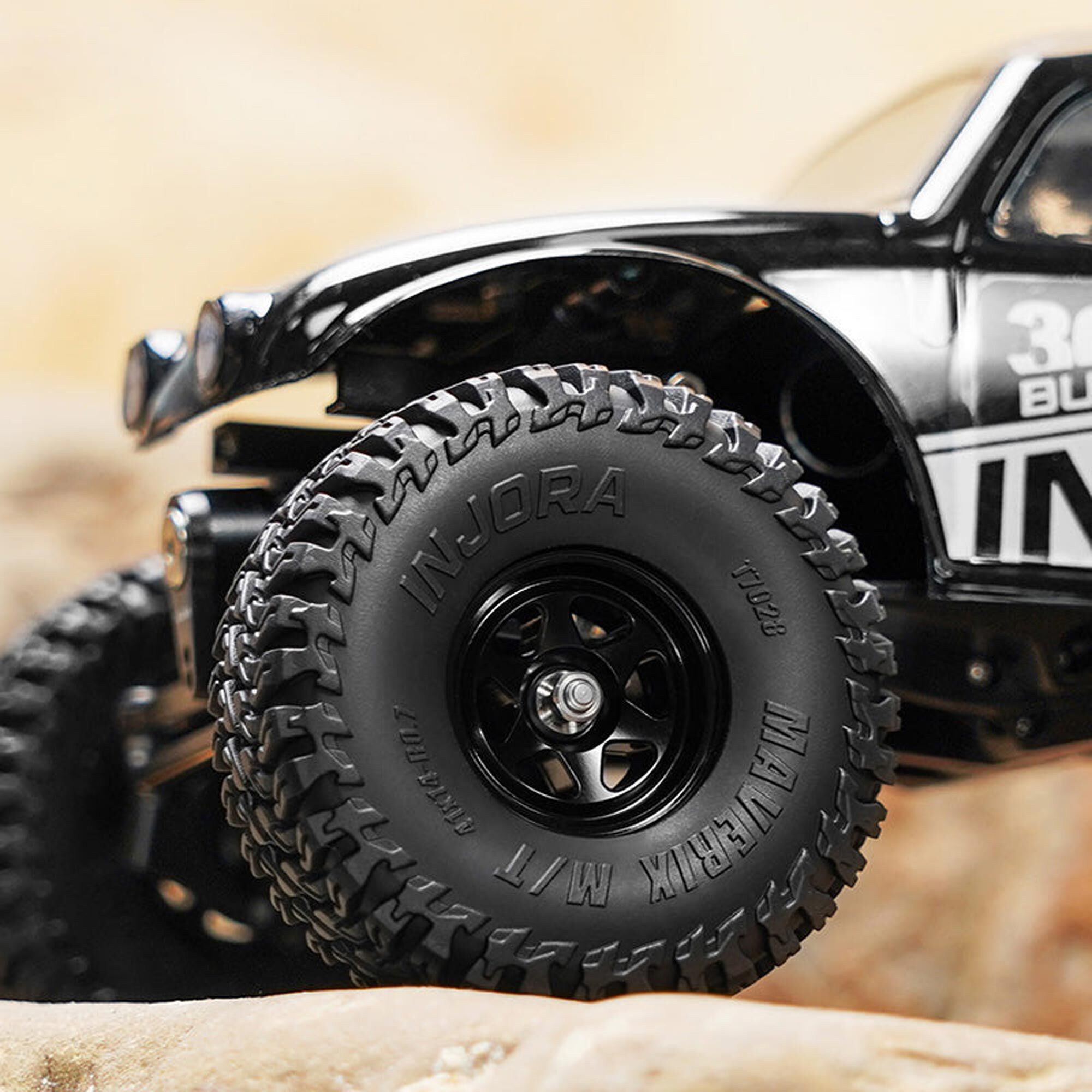 Injora 1:30 Maverix M/T Front/Rear 0.7" Rock Crawler Tires (1.61" OD) & Inserts (4)-INJT7028