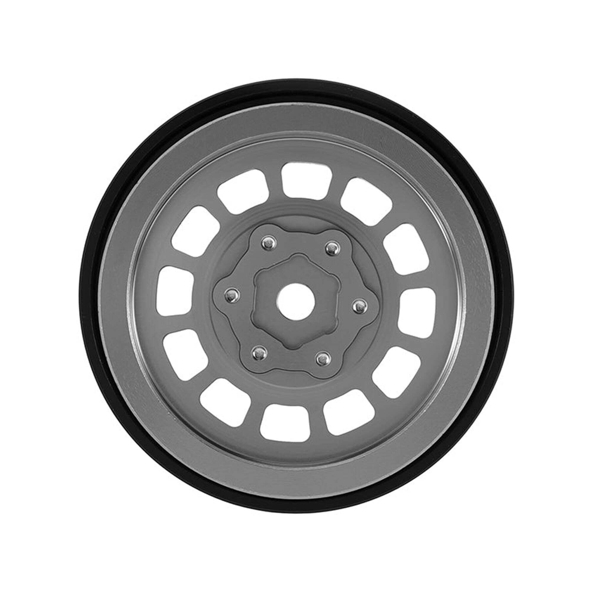 Injora 1:24 Aluminum 1.3" Front/Rear Beadlock Rock Crawler Wheels, Titanium (4)-INJW1314TI