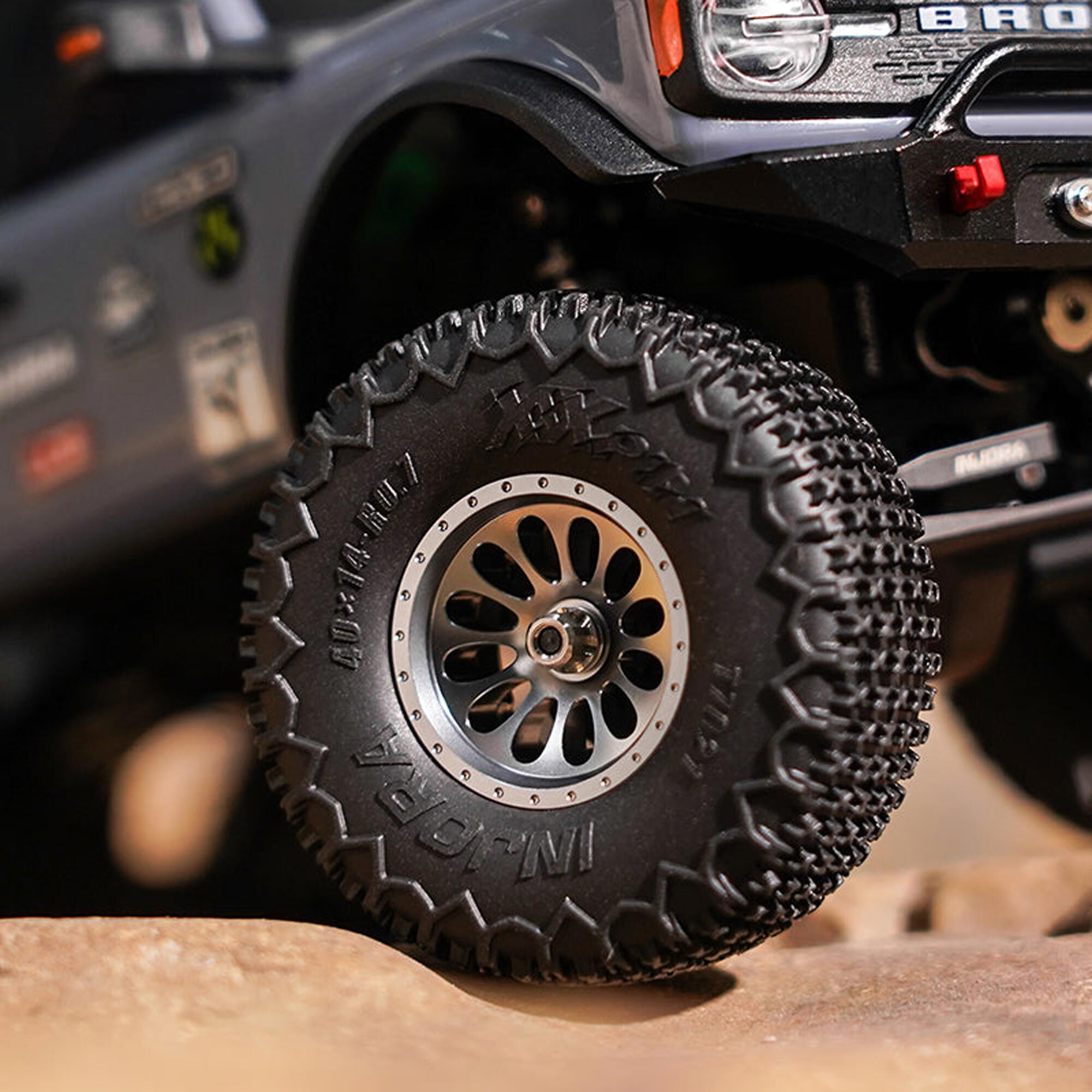 Injora 1:24 Aluminum 0.7" D19 Front/Rear Beadlock Rock Crawler Wheels, Titanium (4)-INJW7005TI-19