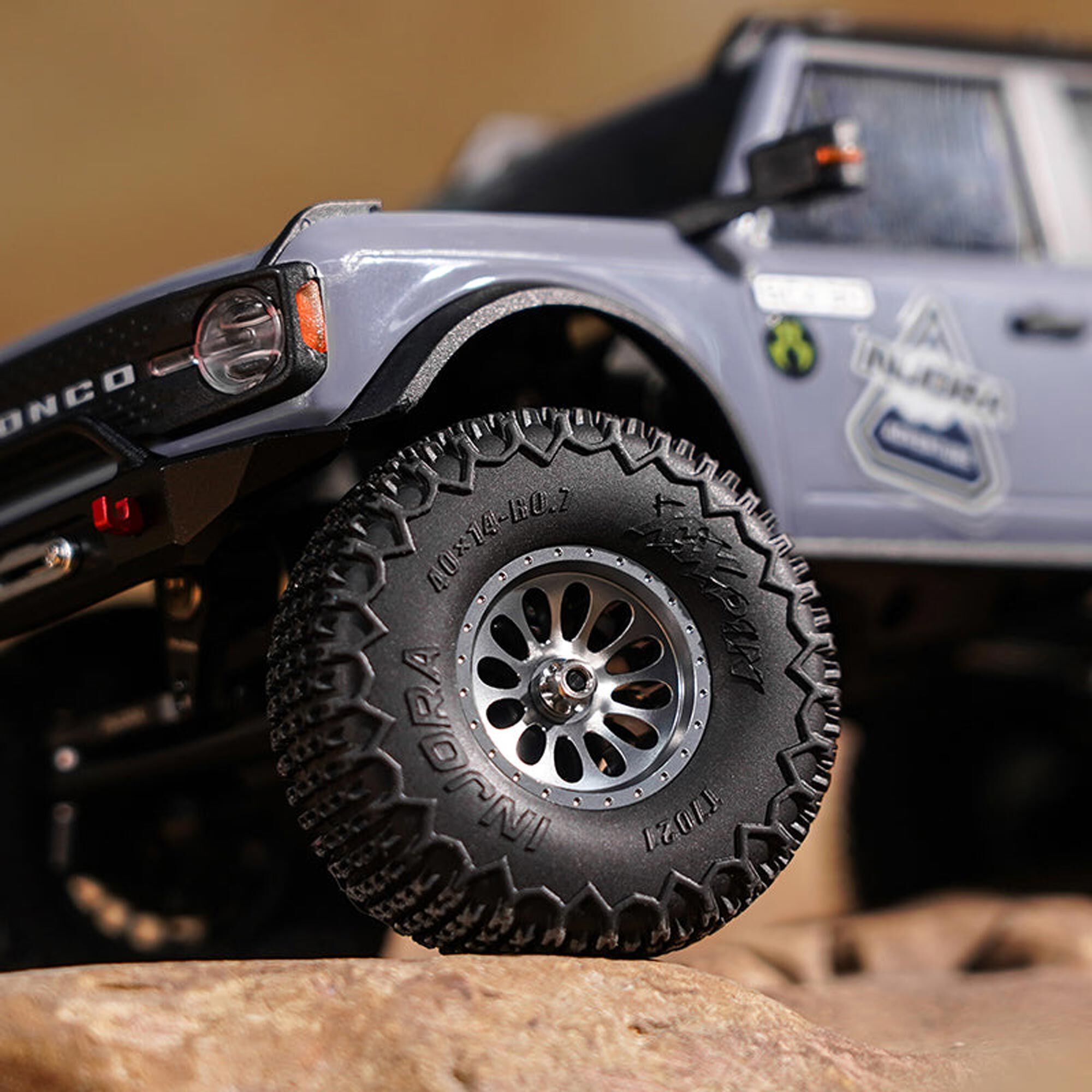 Injora 1:24 Aluminum 0.7" D19 Front/Rear Beadlock Rock Crawler Wheels, Titanium (4)-INJW7005TI-19