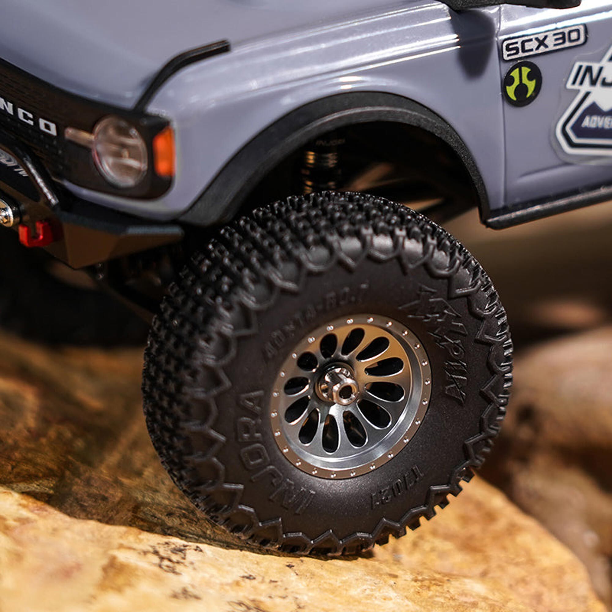 Injora 1:24 Aluminum 0.7" D19 Front/Rear Beadlock Rock Crawler Wheels, Titanium (4)-INJW7005TI-19