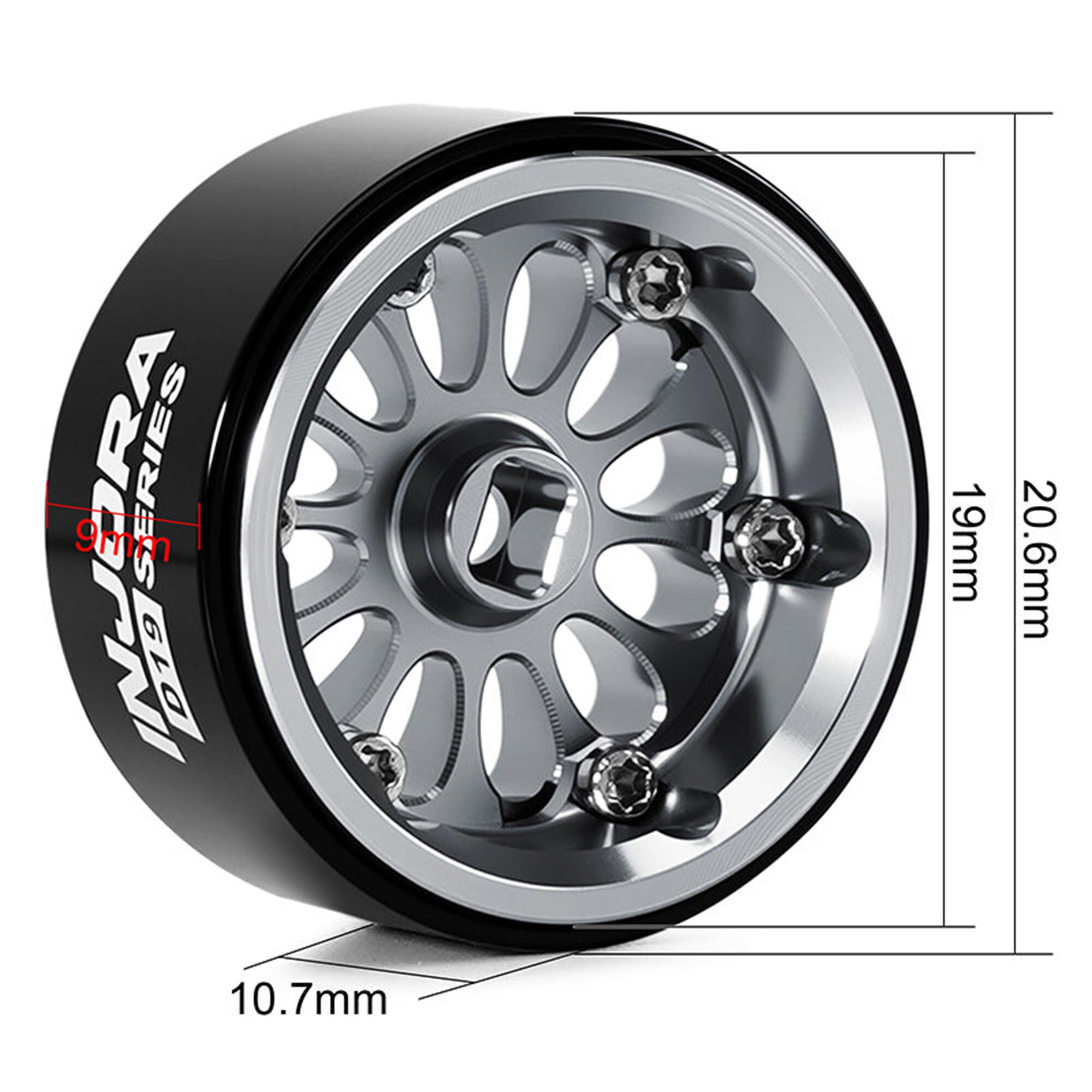 Injora 1:24 Aluminum 0.7" D19 Front/Rear Beadlock Rock Crawler Wheels, Titanium (4)-INJW7005TI-19