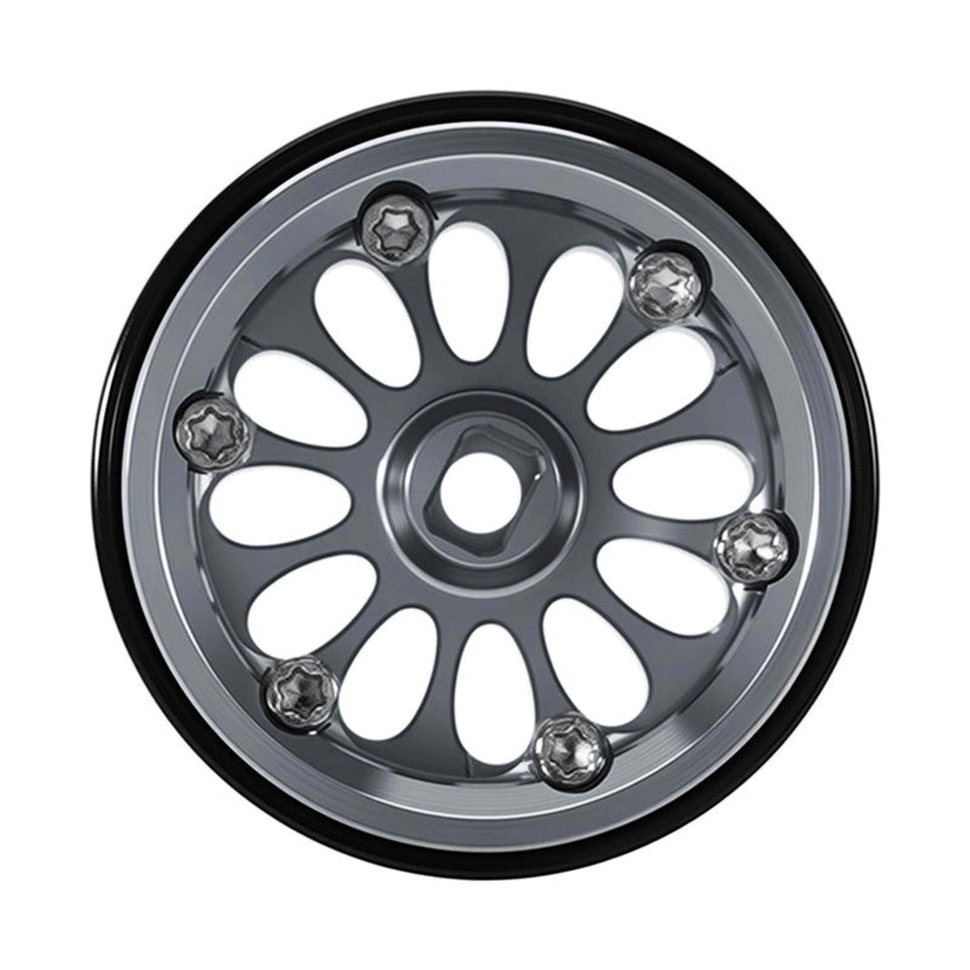 Injora 1:24 Aluminum 0.7" D19 Front/Rear Beadlock Rock Crawler Wheels, Titanium (4)-INJW7005TI-19